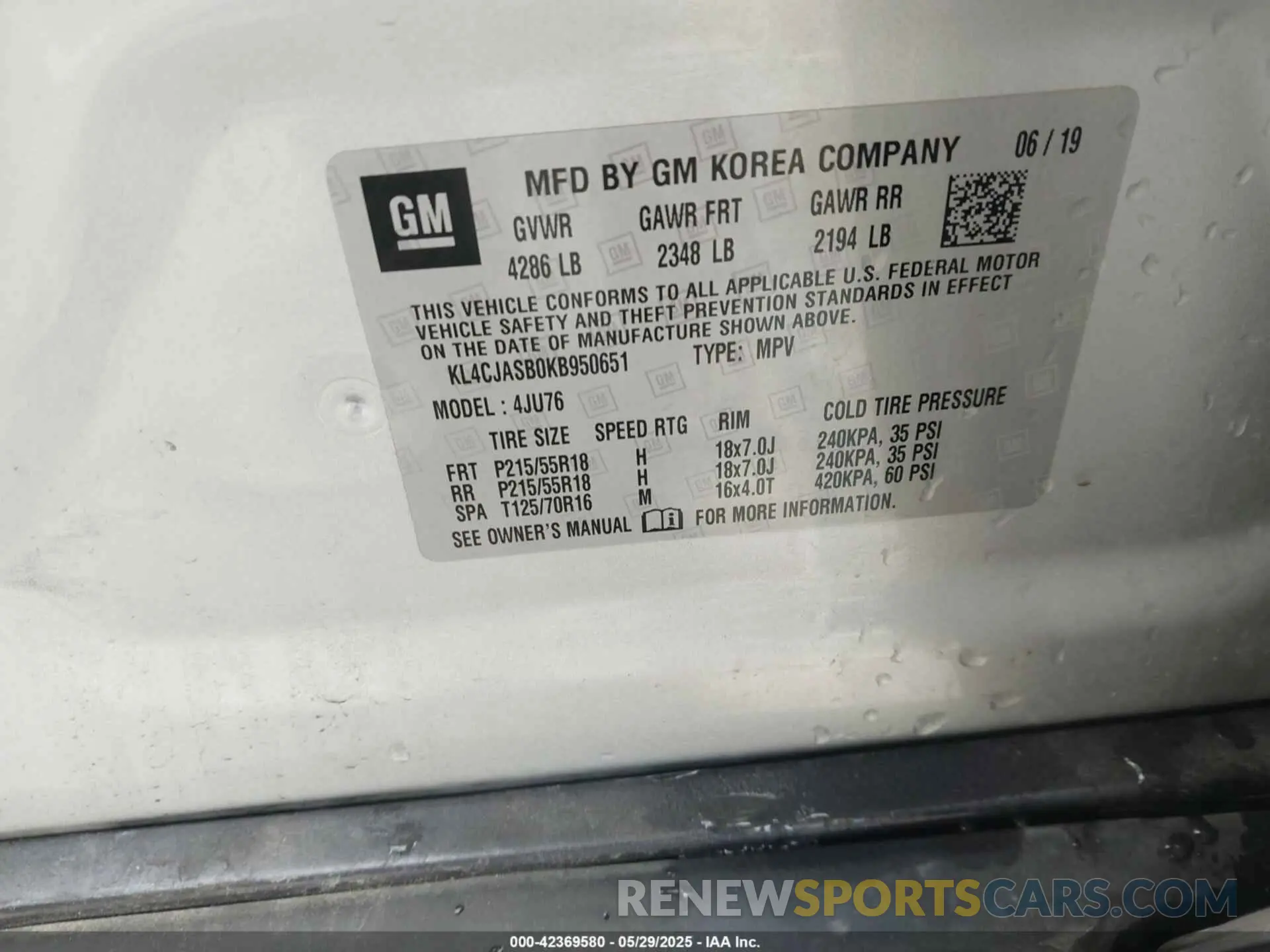 9 Photograph of a damaged car KL4CJASB0KB950651 BUICK ENCORE 2019