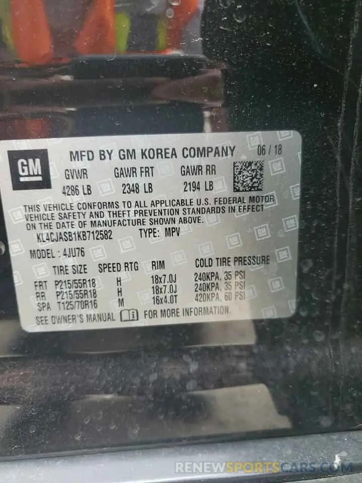 13 Photograph of a damaged car KL4CJASB1KB712582 BUICK ENCORE 2019