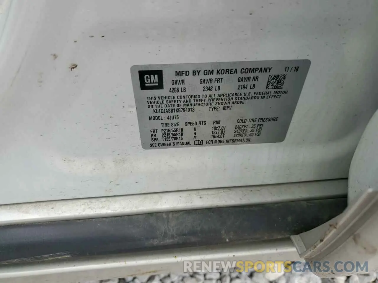 13 Photograph of a damaged car KL4CJASB1KB794913 BUICK ENCORE 2019
