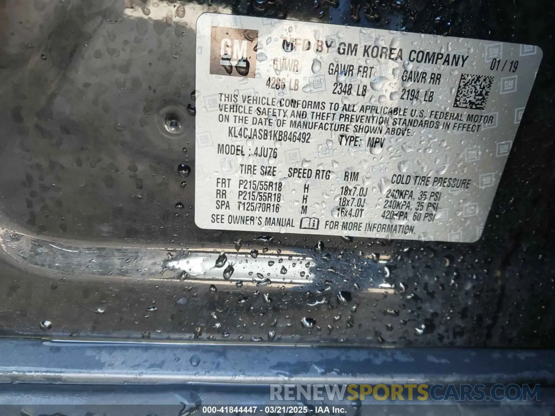 9 Photograph of a damaged car KL4CJASB1KB846492 BUICK ENCORE 2019