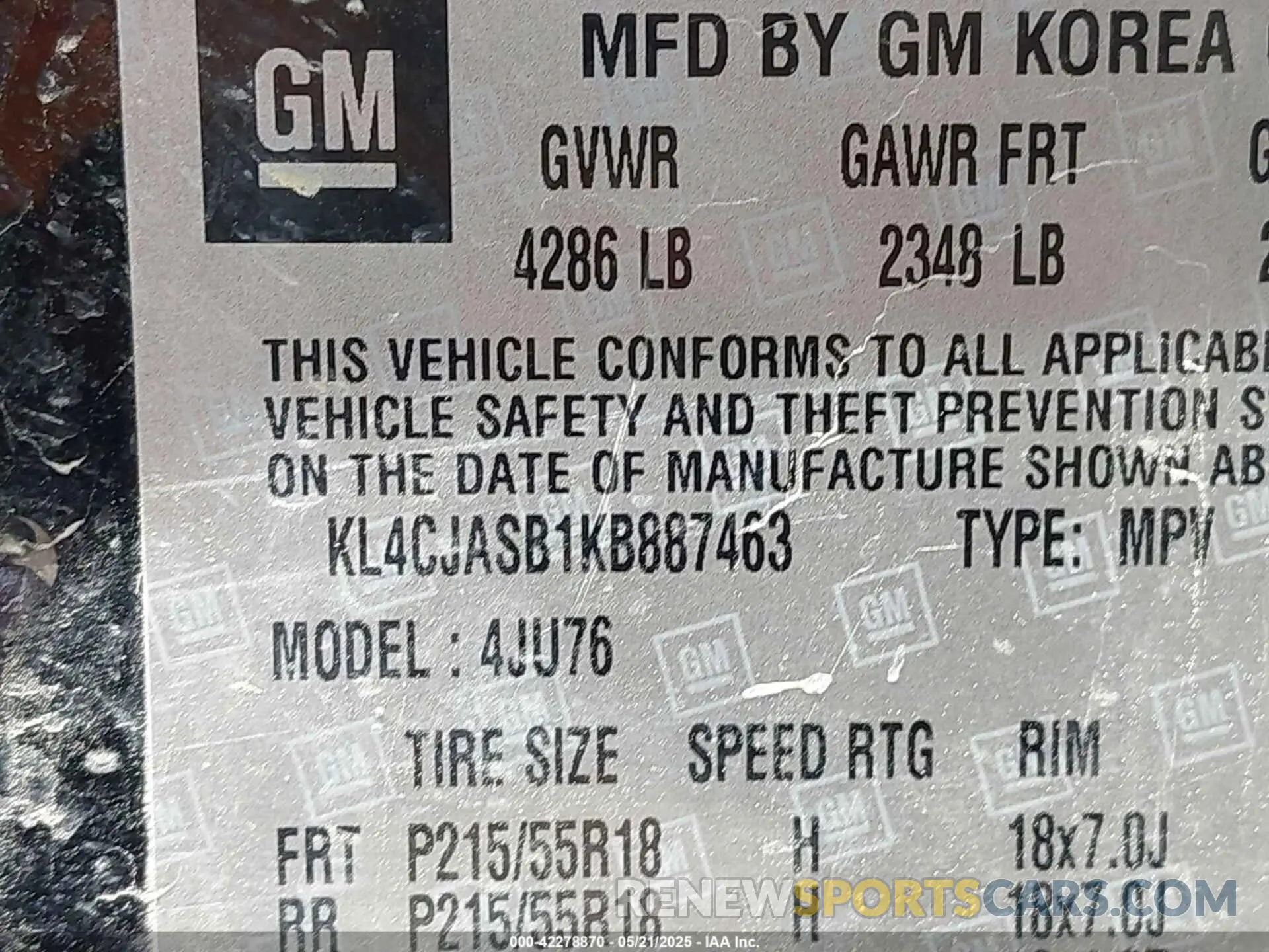 9 Photograph of a damaged car KL4CJASB1KB887463 BUICK ENCORE 2019