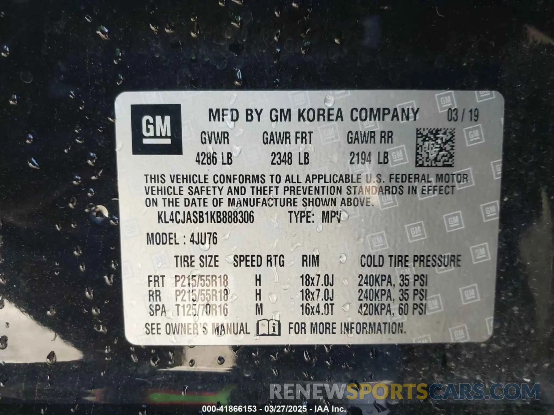 9 Photograph of a damaged car KL4CJASB1KB888306 BUICK ENCORE 2019