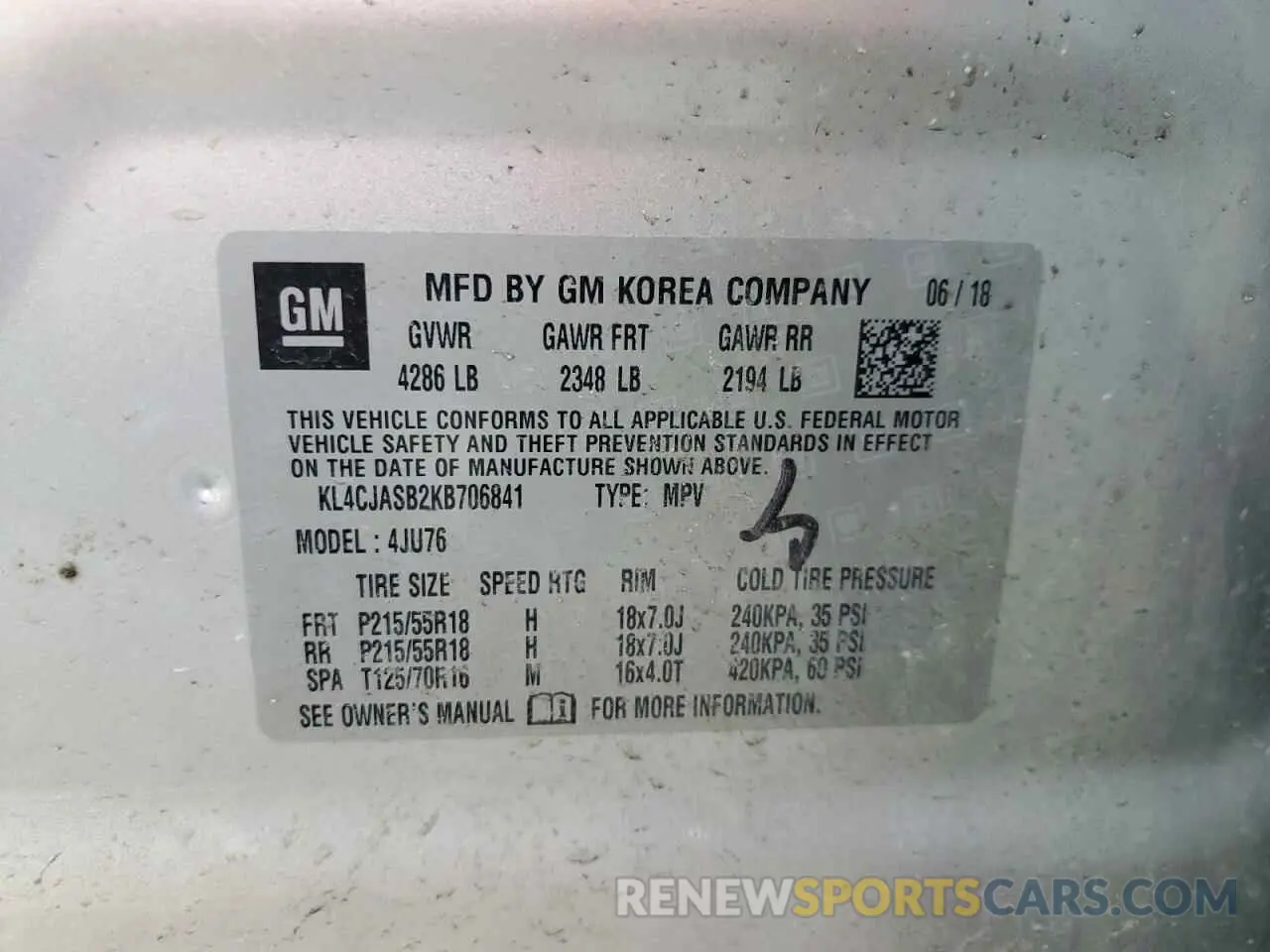 13 Photograph of a damaged car KL4CJASB2KB706841 BUICK ENCORE 2019