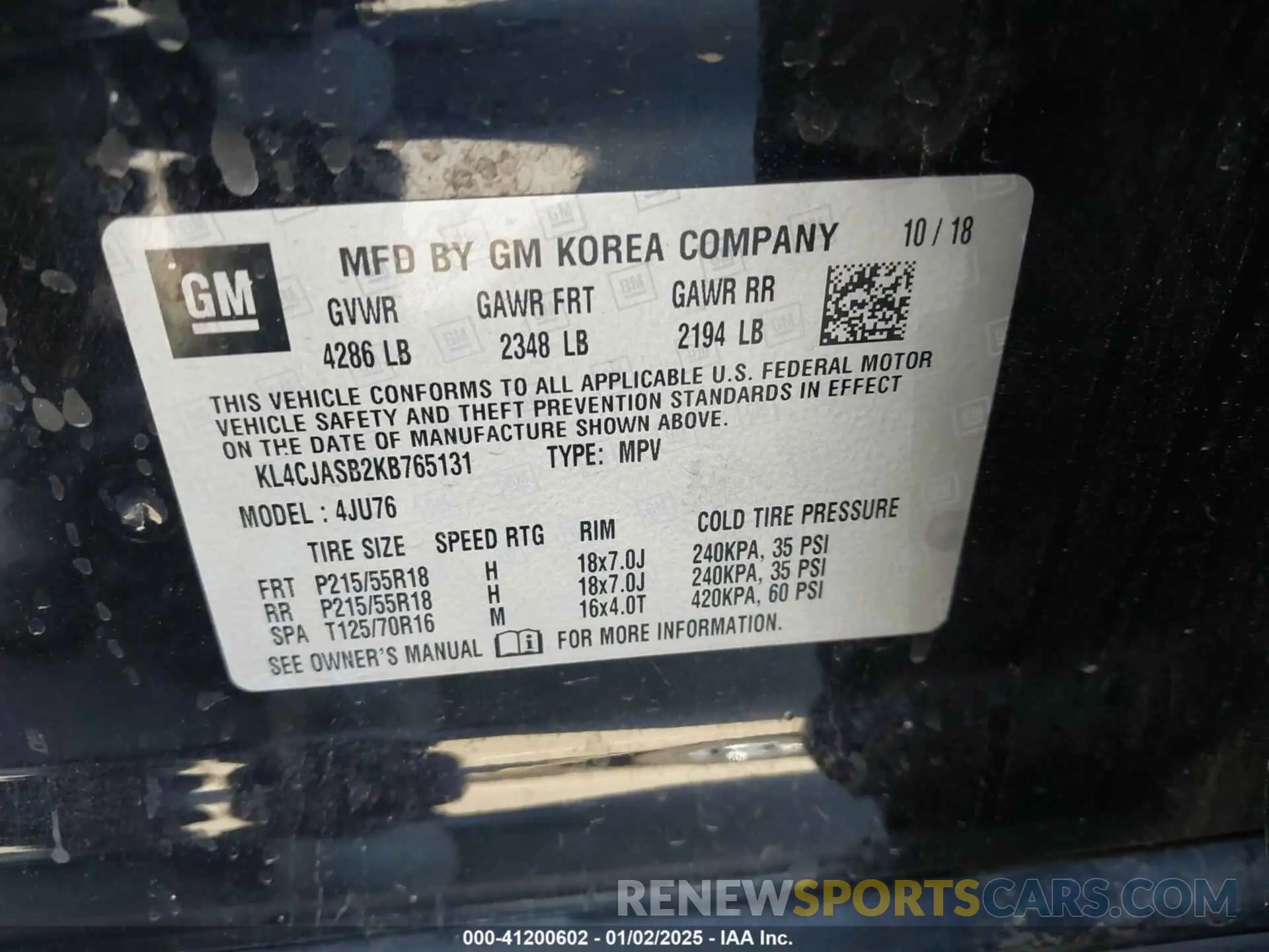 9 Photograph of a damaged car KL4CJASB2KB765131 BUICK ENCORE 2019