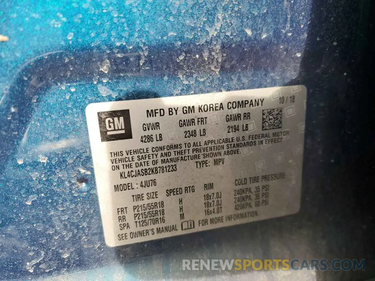 14 Photograph of a damaged car KL4CJASB2KB781233 BUICK ENCORE 2019