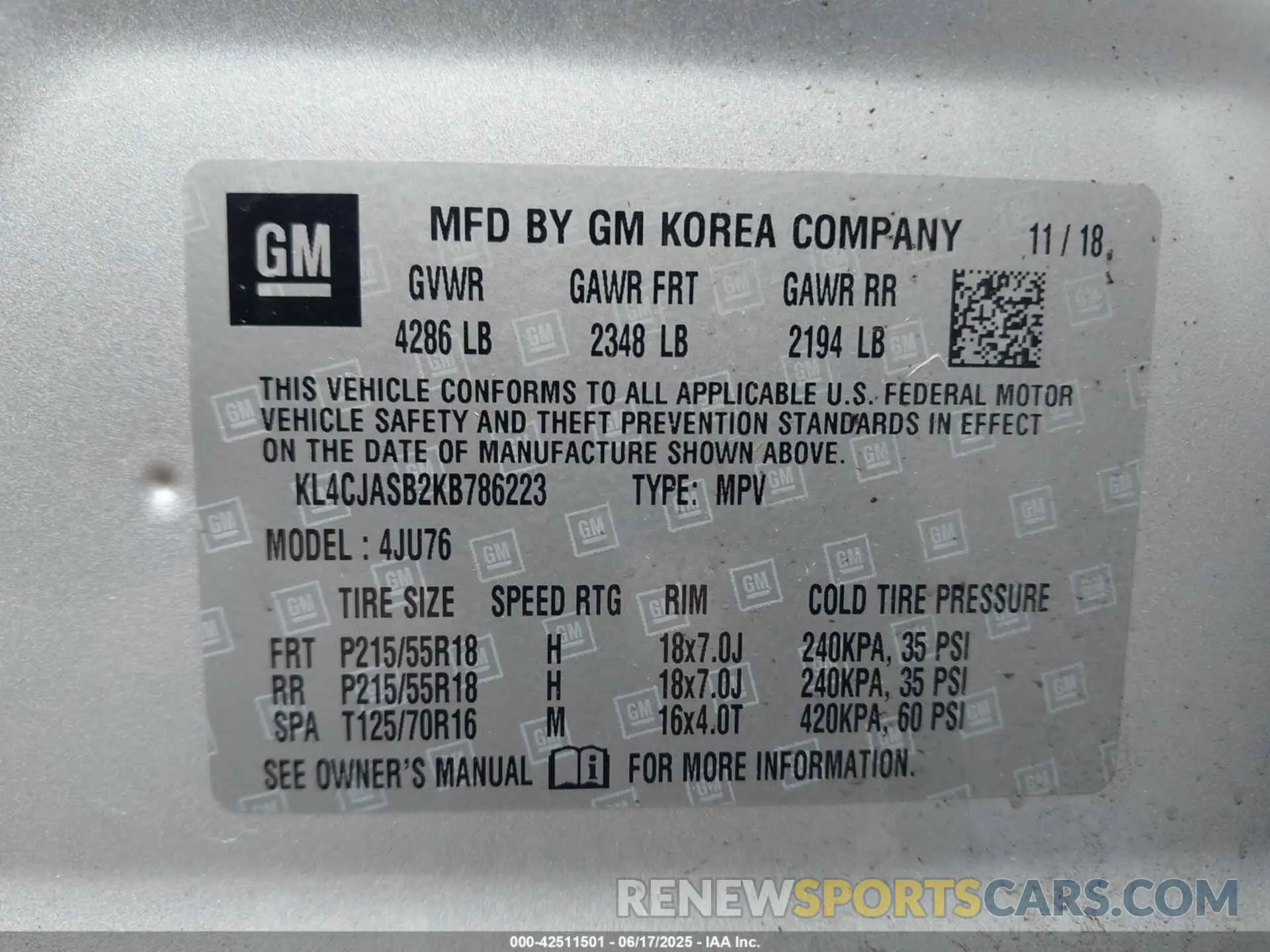 9 Photograph of a damaged car KL4CJASB2KB786223 BUICK ENCORE 2019