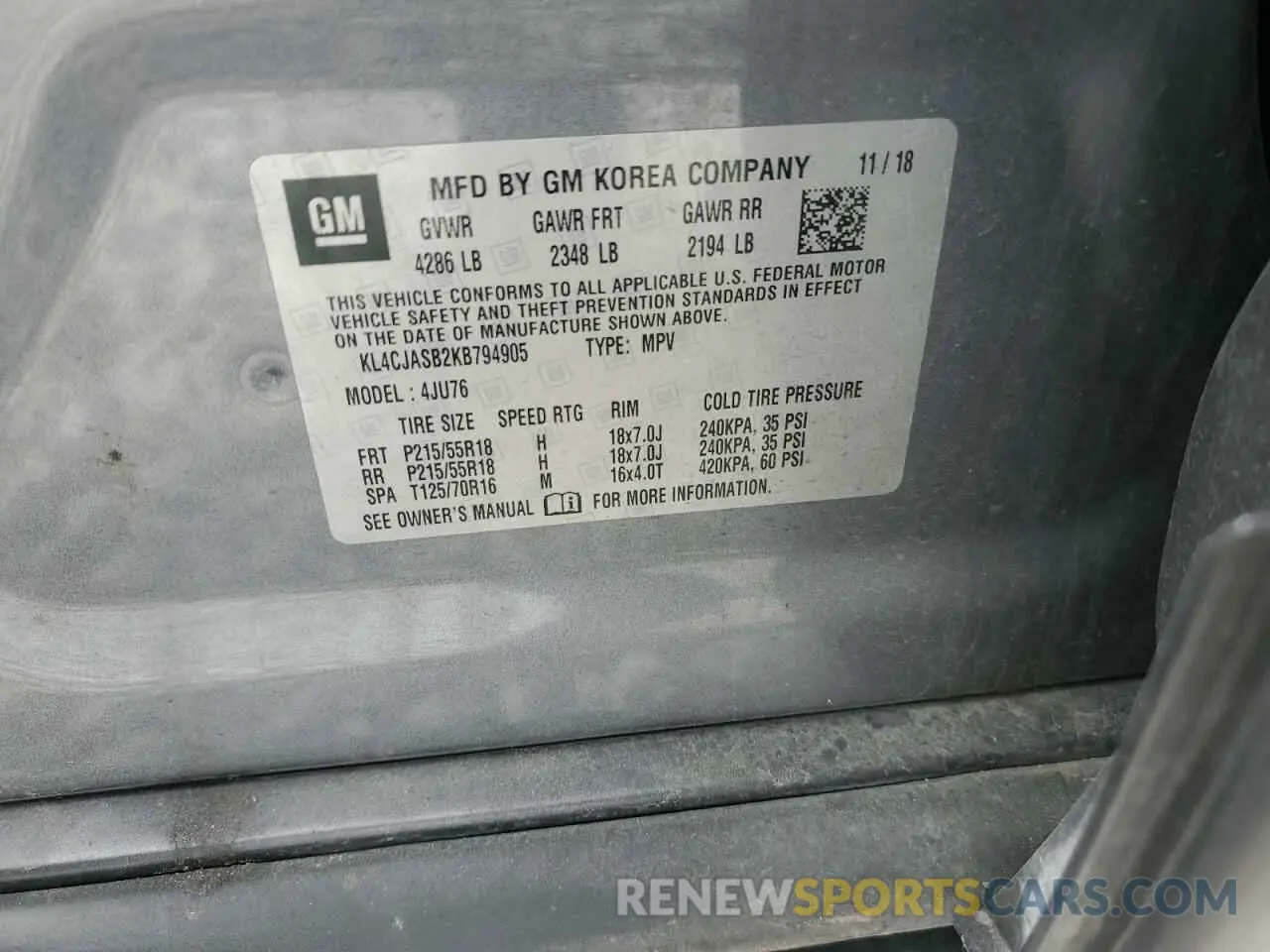 13 Photograph of a damaged car KL4CJASB2KB794905 BUICK ENCORE 2019