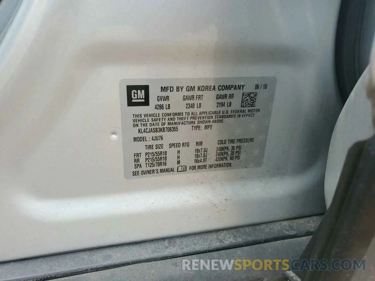 14 Photograph of a damaged car KL4CJASB3KB708355 BUICK ENCORE 2019