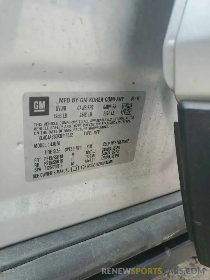 15 Photograph of a damaged car KL4CJASB3KB716522 BUICK ENCORE 2019