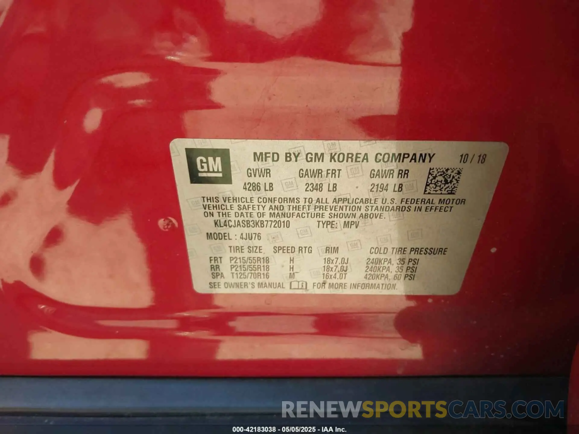 9 Photograph of a damaged car KL4CJASB3KB772010 BUICK ENCORE 2019