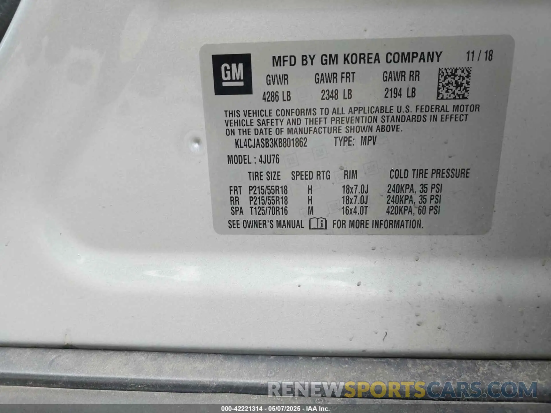 9 Photograph of a damaged car KL4CJASB3KB801862 BUICK ENCORE 2019