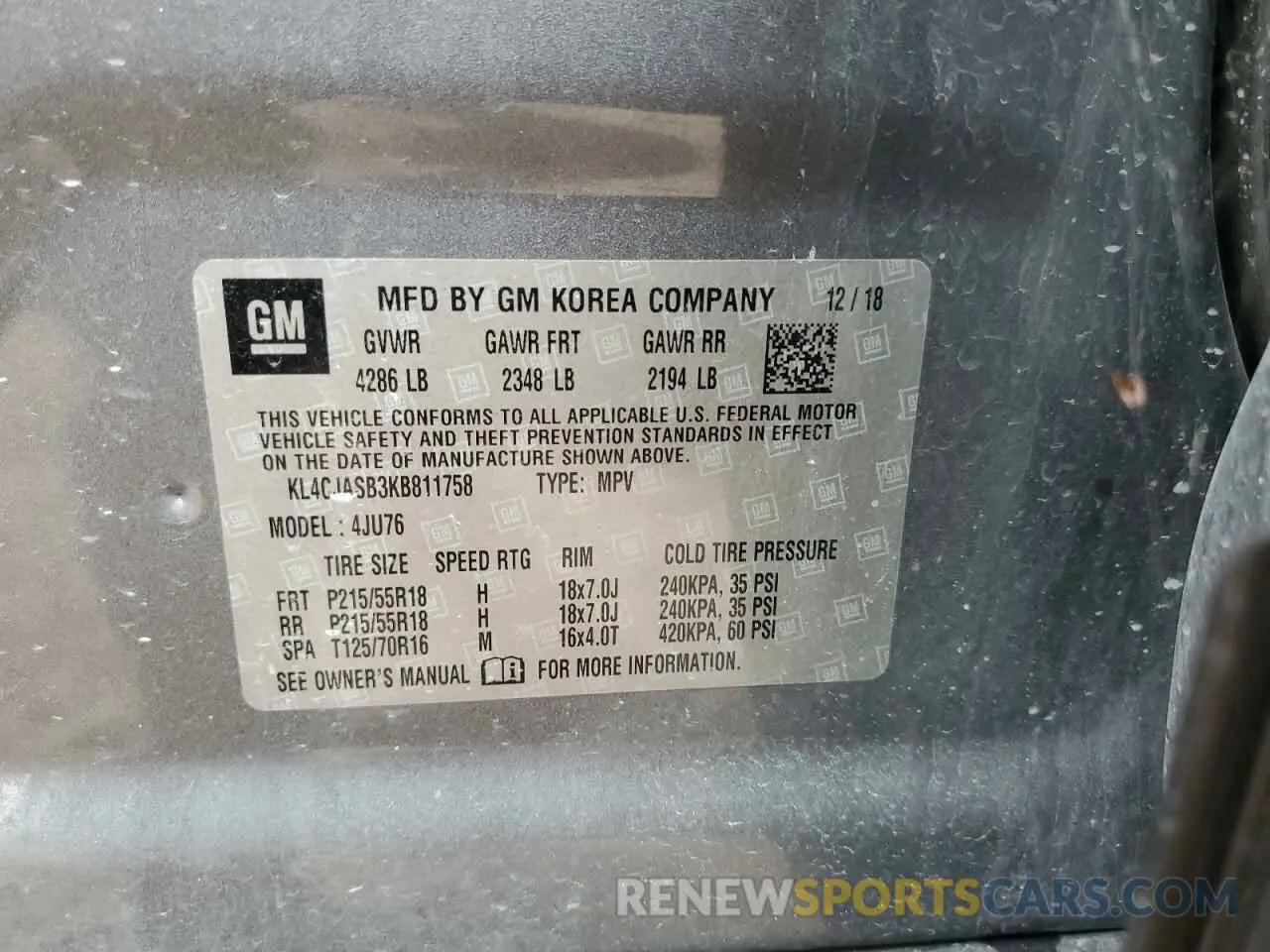 13 Photograph of a damaged car KL4CJASB3KB811758 BUICK ENCORE 2019