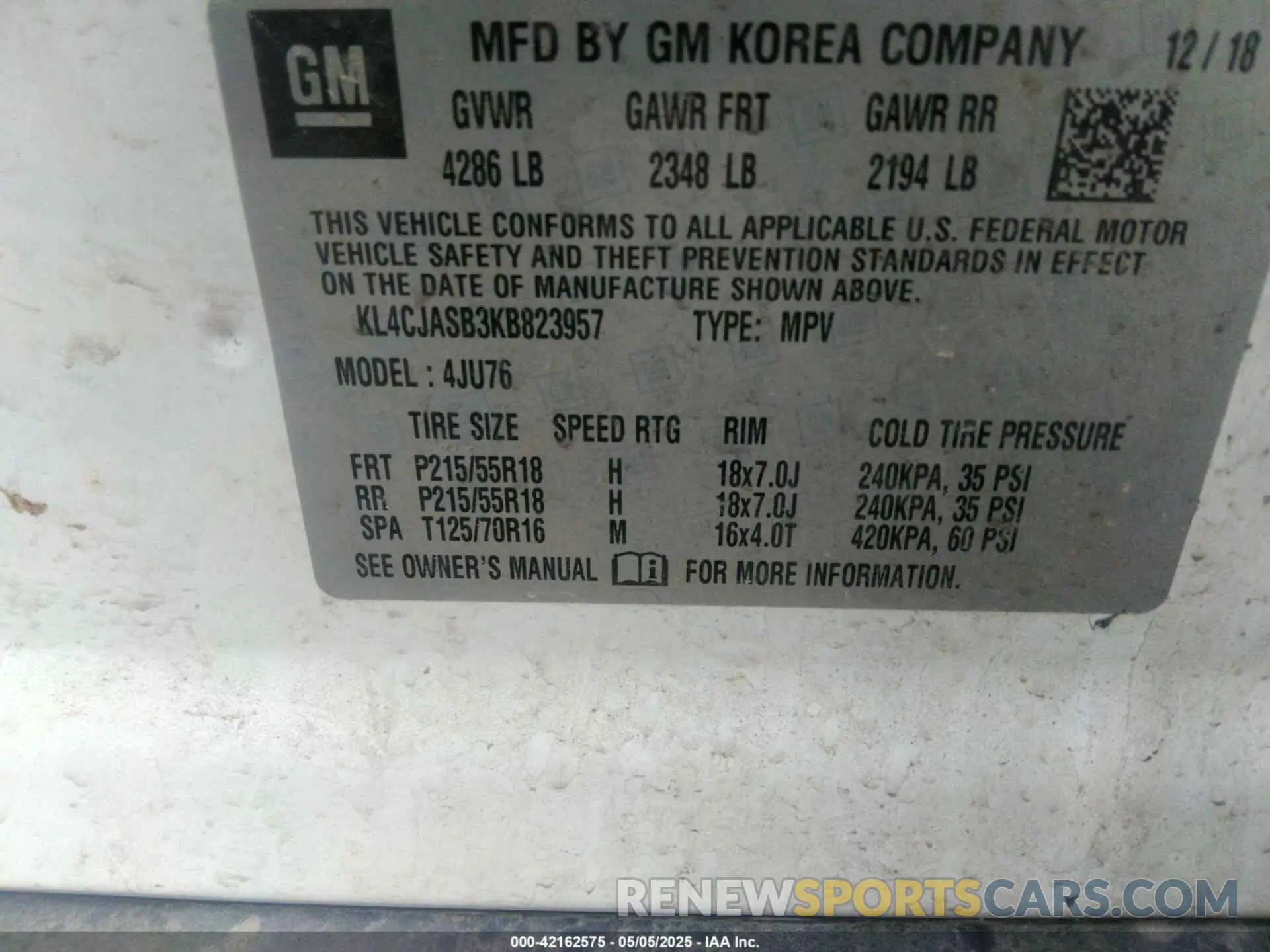 9 Photograph of a damaged car KL4CJASB3KB823957 BUICK ENCORE 2019