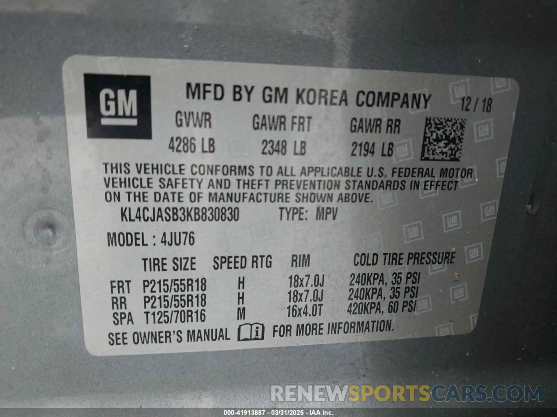 9 Photograph of a damaged car KL4CJASB3KB830830 BUICK ENCORE 2019