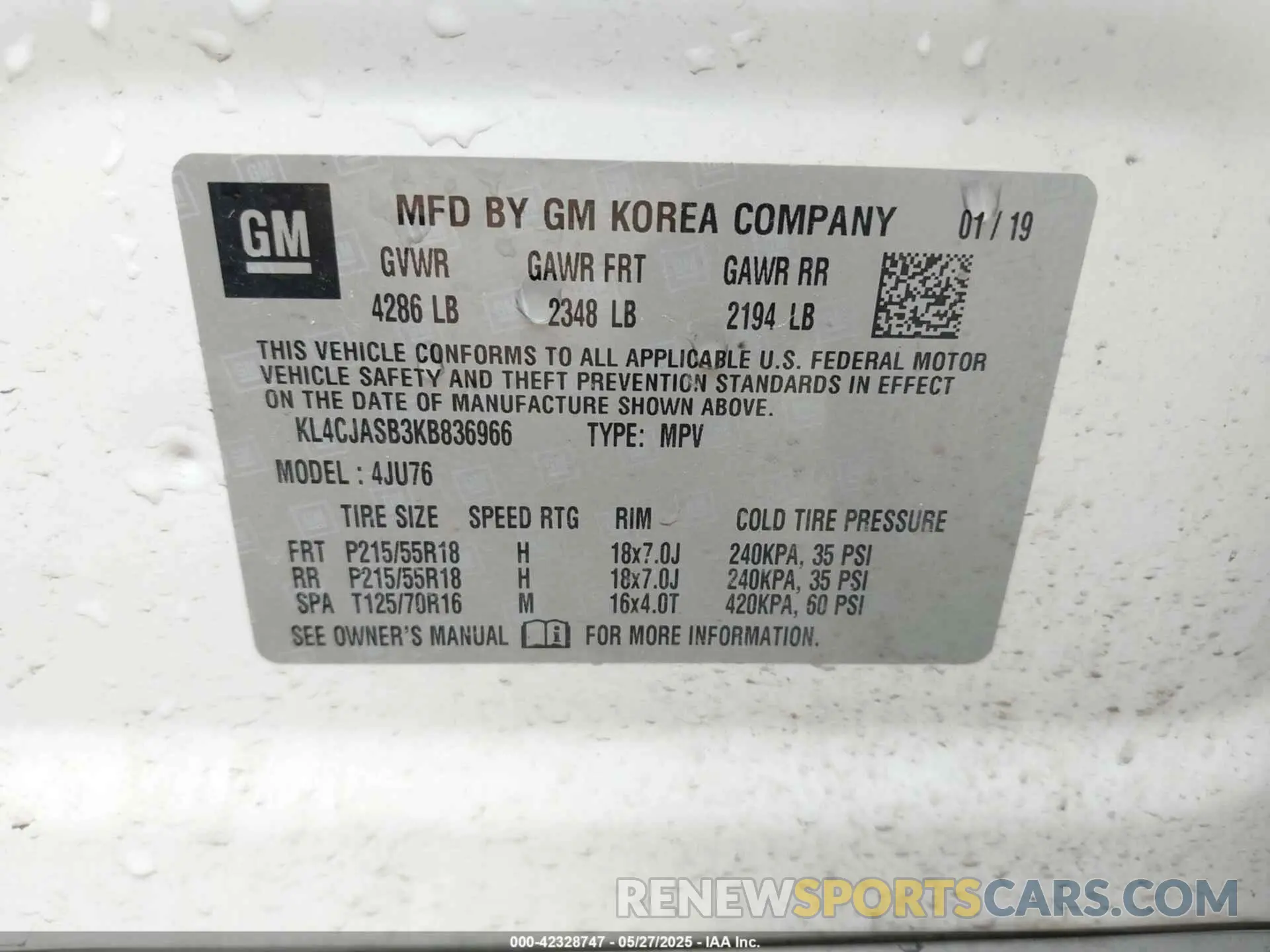 9 Photograph of a damaged car KL4CJASB3KB836966 BUICK ENCORE 2019