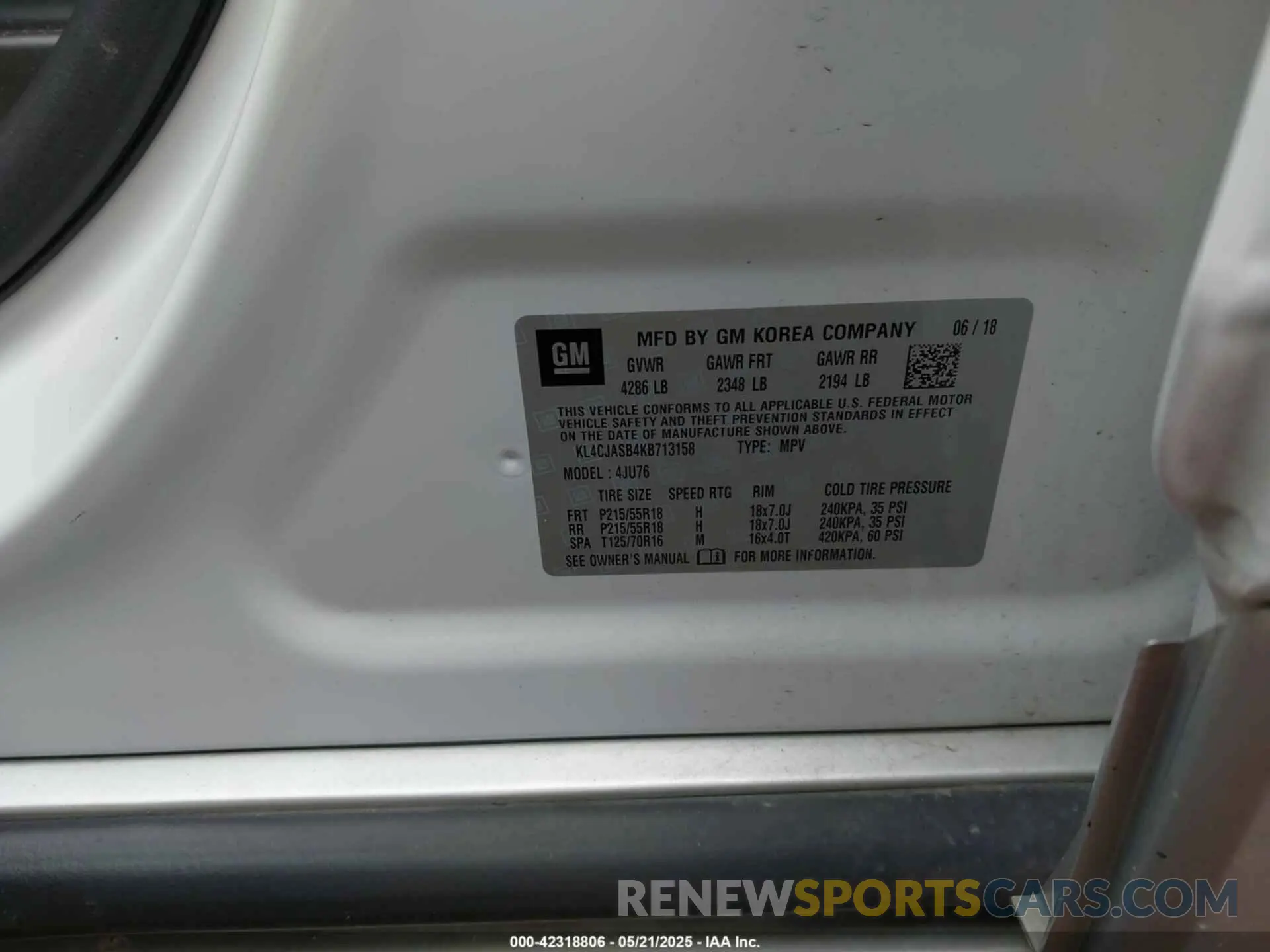 9 Photograph of a damaged car KL4CJASB4KB713158 BUICK ENCORE 2019