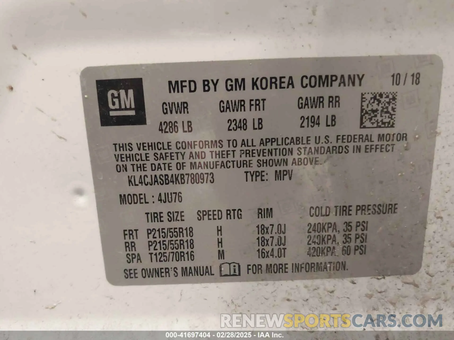 9 Photograph of a damaged car KL4CJASB4KB780973 BUICK ENCORE 2019