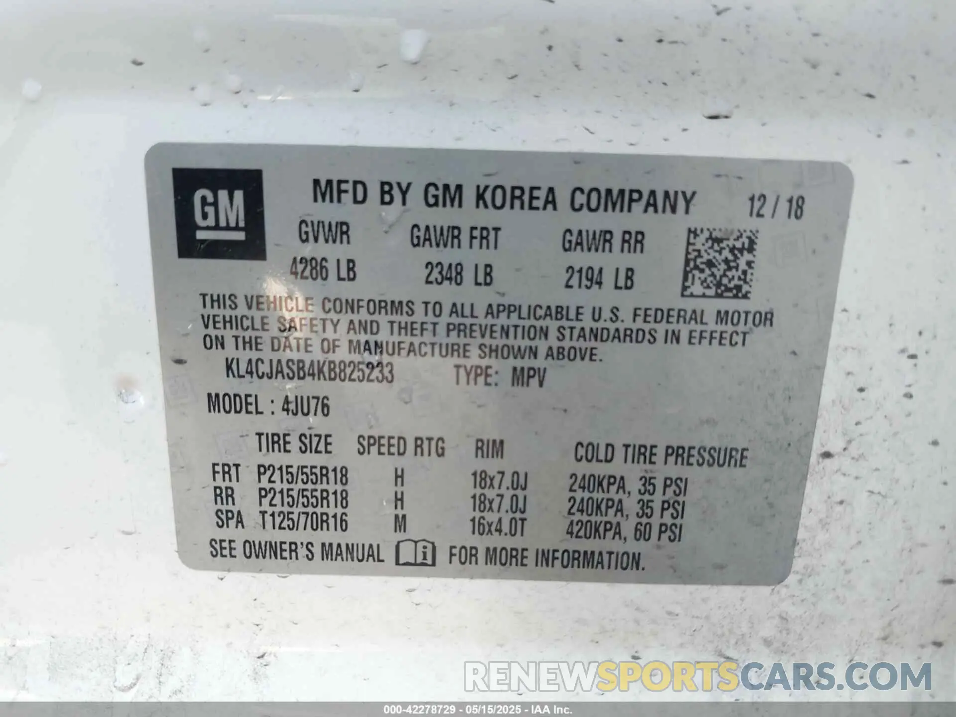 9 Photograph of a damaged car KL4CJASB4KB825233 BUICK ENCORE 2019
