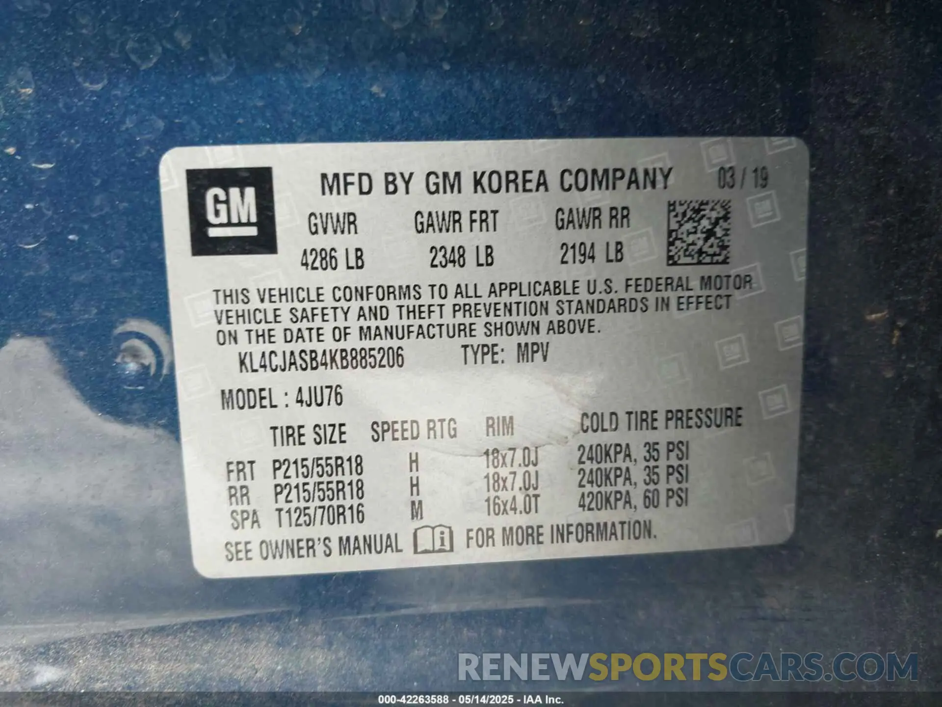 9 Photograph of a damaged car KL4CJASB4KB885206 BUICK ENCORE 2019