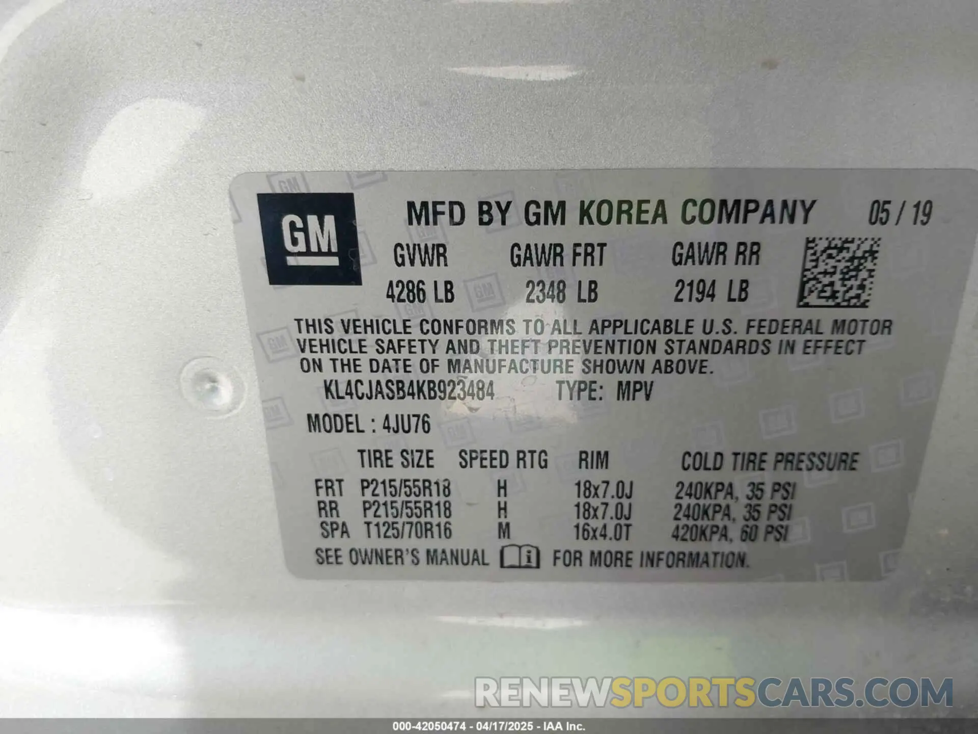 9 Photograph of a damaged car KL4CJASB4KB923484 BUICK ENCORE 2019
