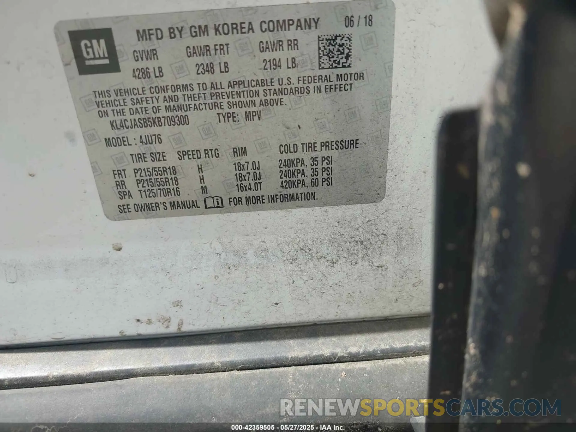 9 Photograph of a damaged car KL4CJASB5KB709300 BUICK ENCORE 2019