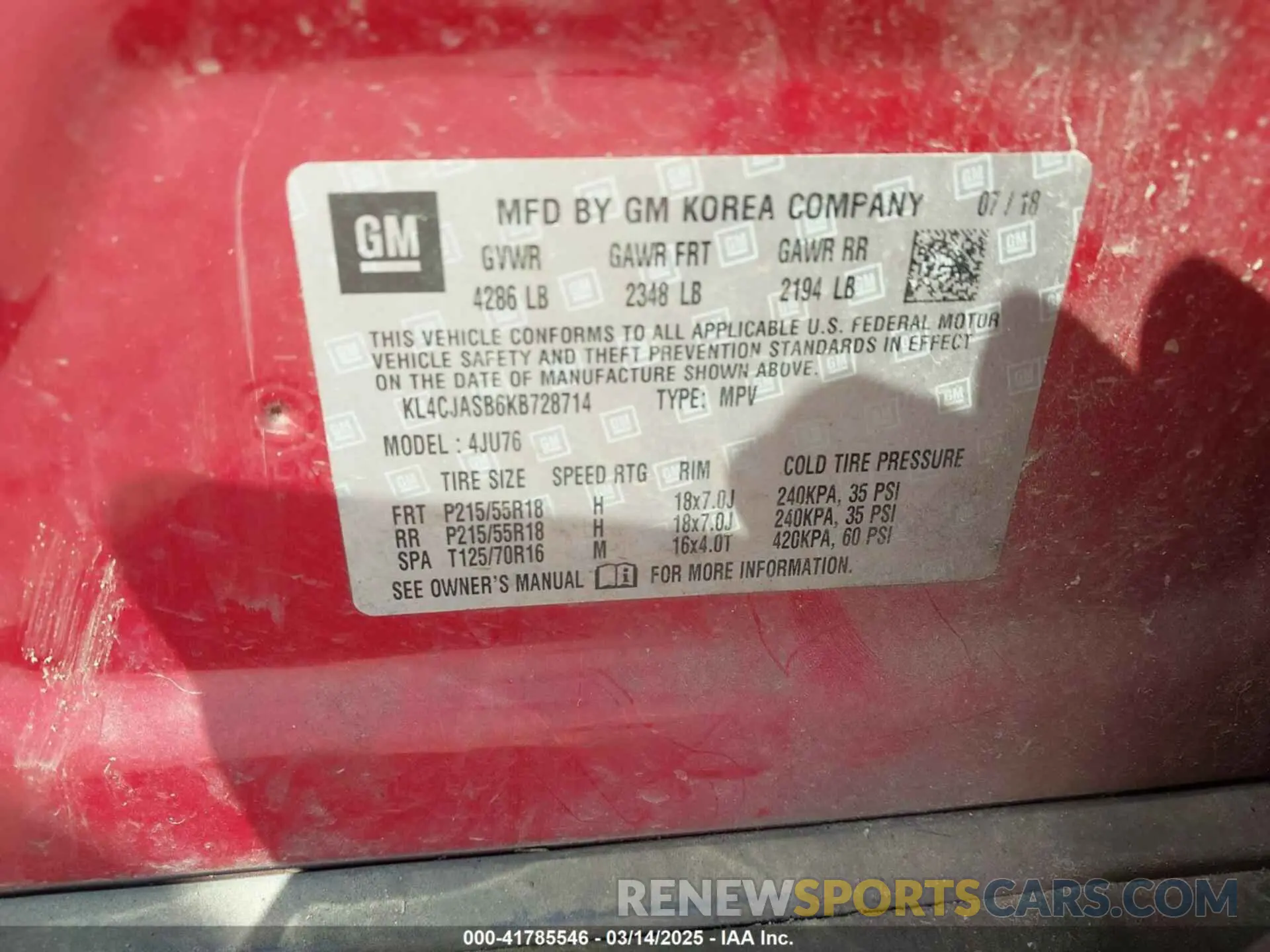 9 Photograph of a damaged car KL4CJASB6KB728714 BUICK ENCORE 2019