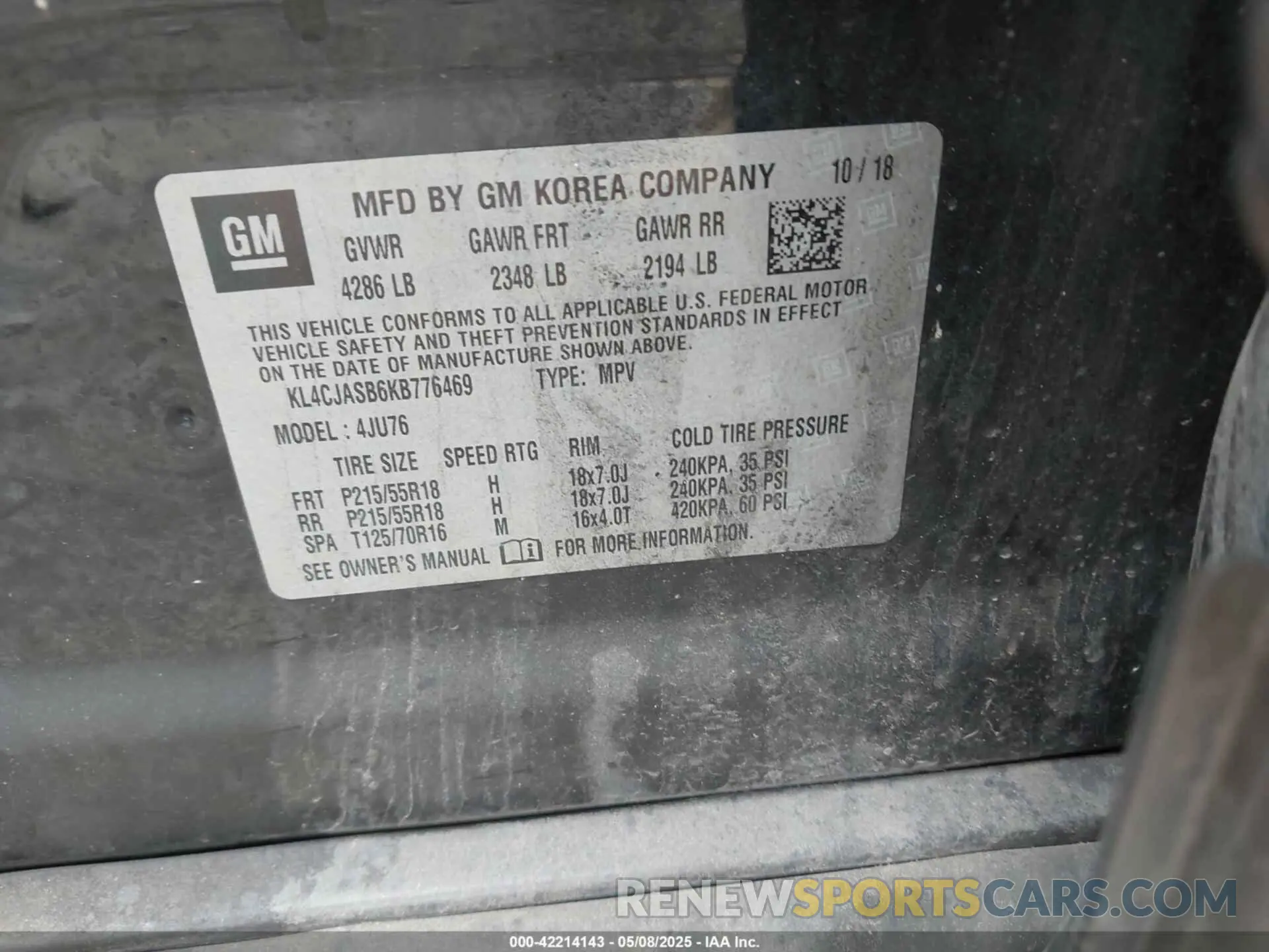 9 Photograph of a damaged car KL4CJASB6KB776469 BUICK ENCORE 2019