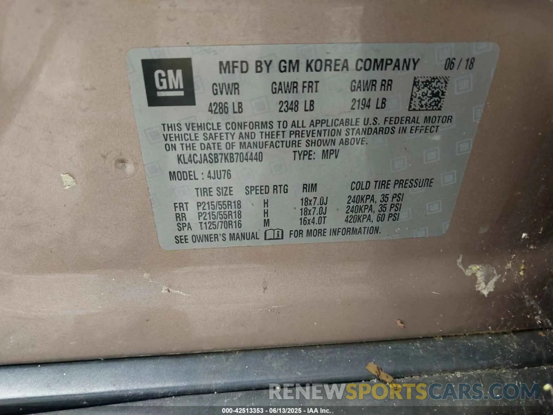 9 Photograph of a damaged car KL4CJASB7KB704440 BUICK ENCORE 2019