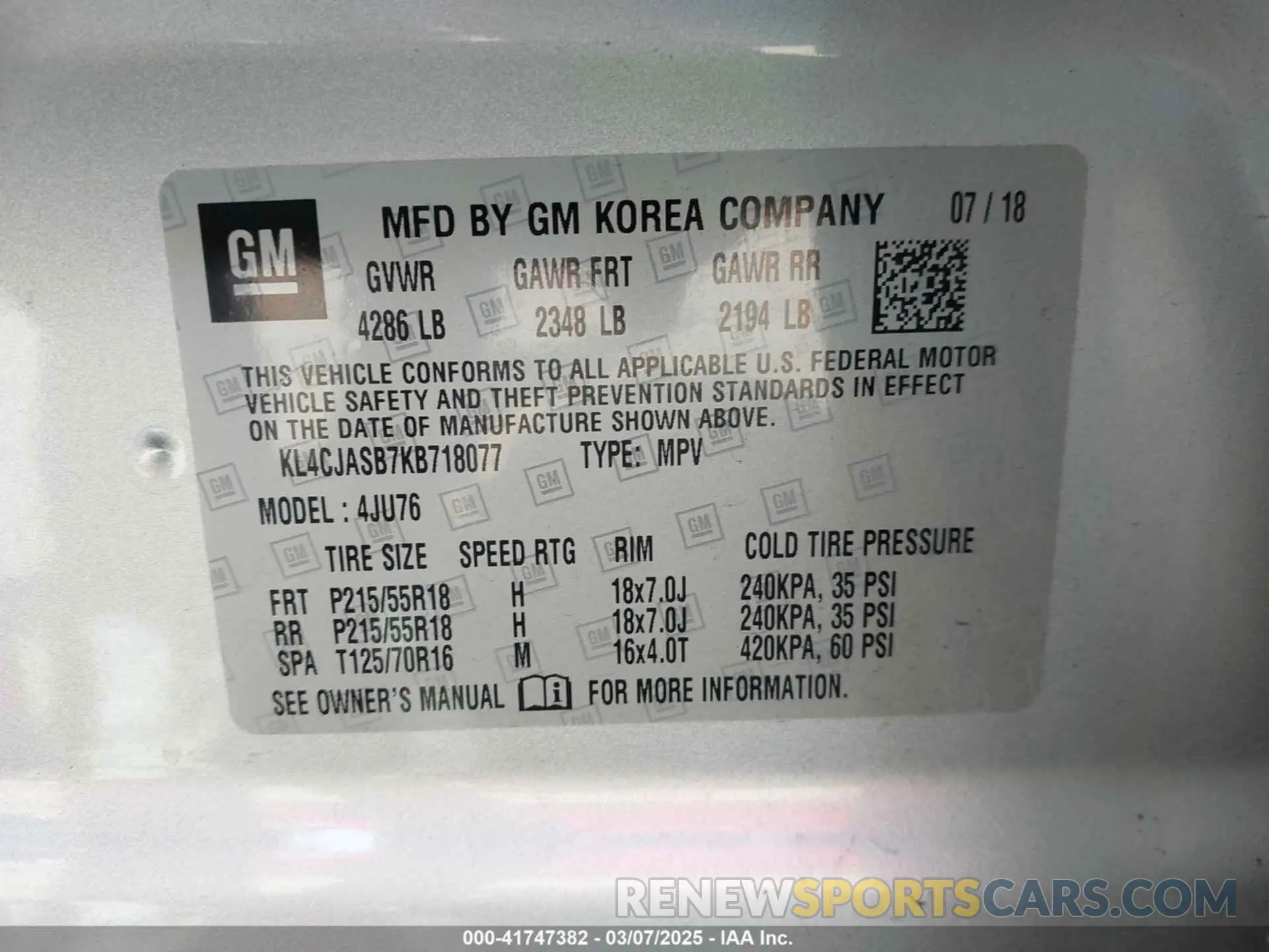 9 Photograph of a damaged car KL4CJASB7KB718077 BUICK ENCORE 2019