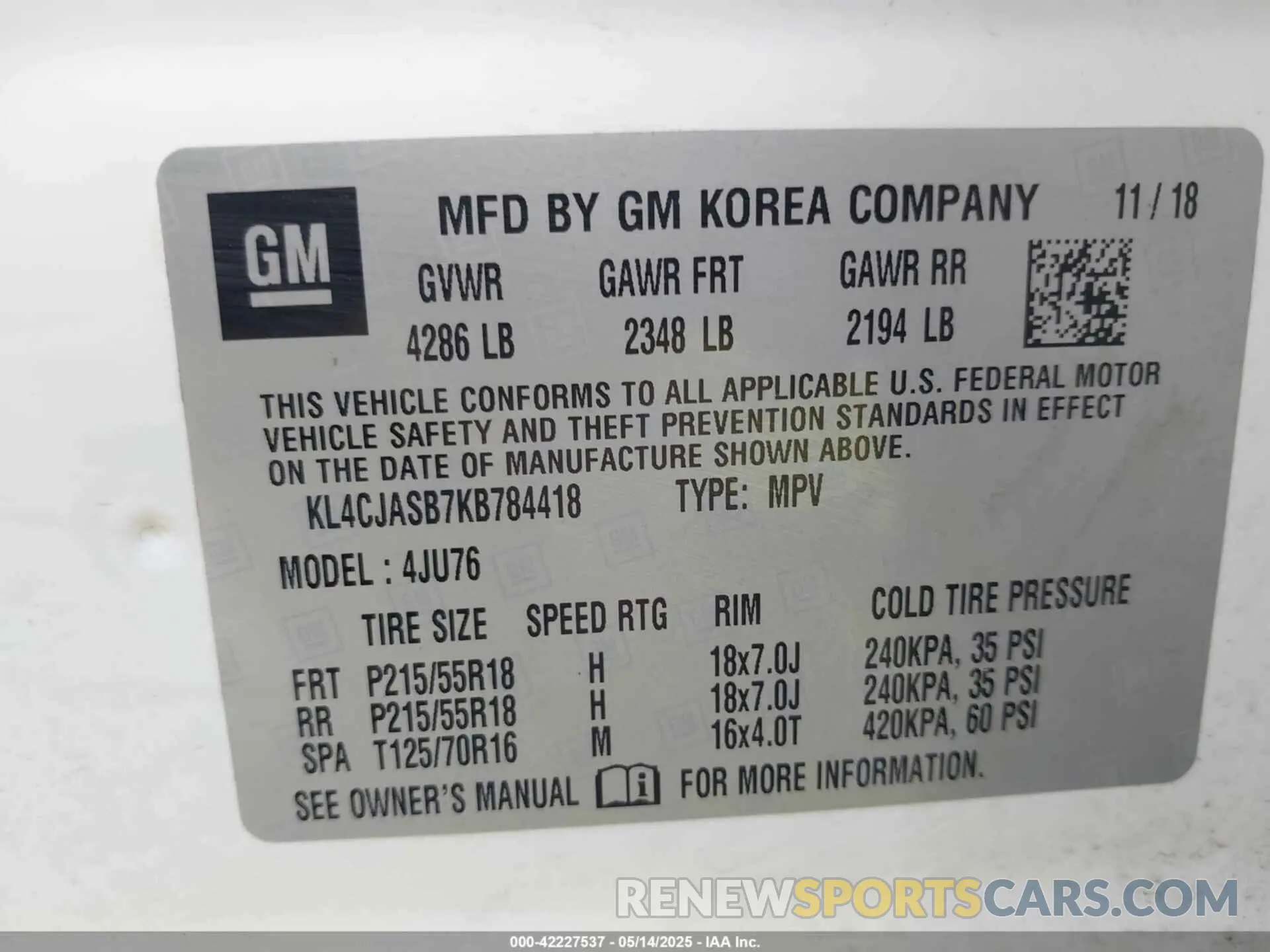 9 Photograph of a damaged car KL4CJASB7KB784418 BUICK ENCORE 2019