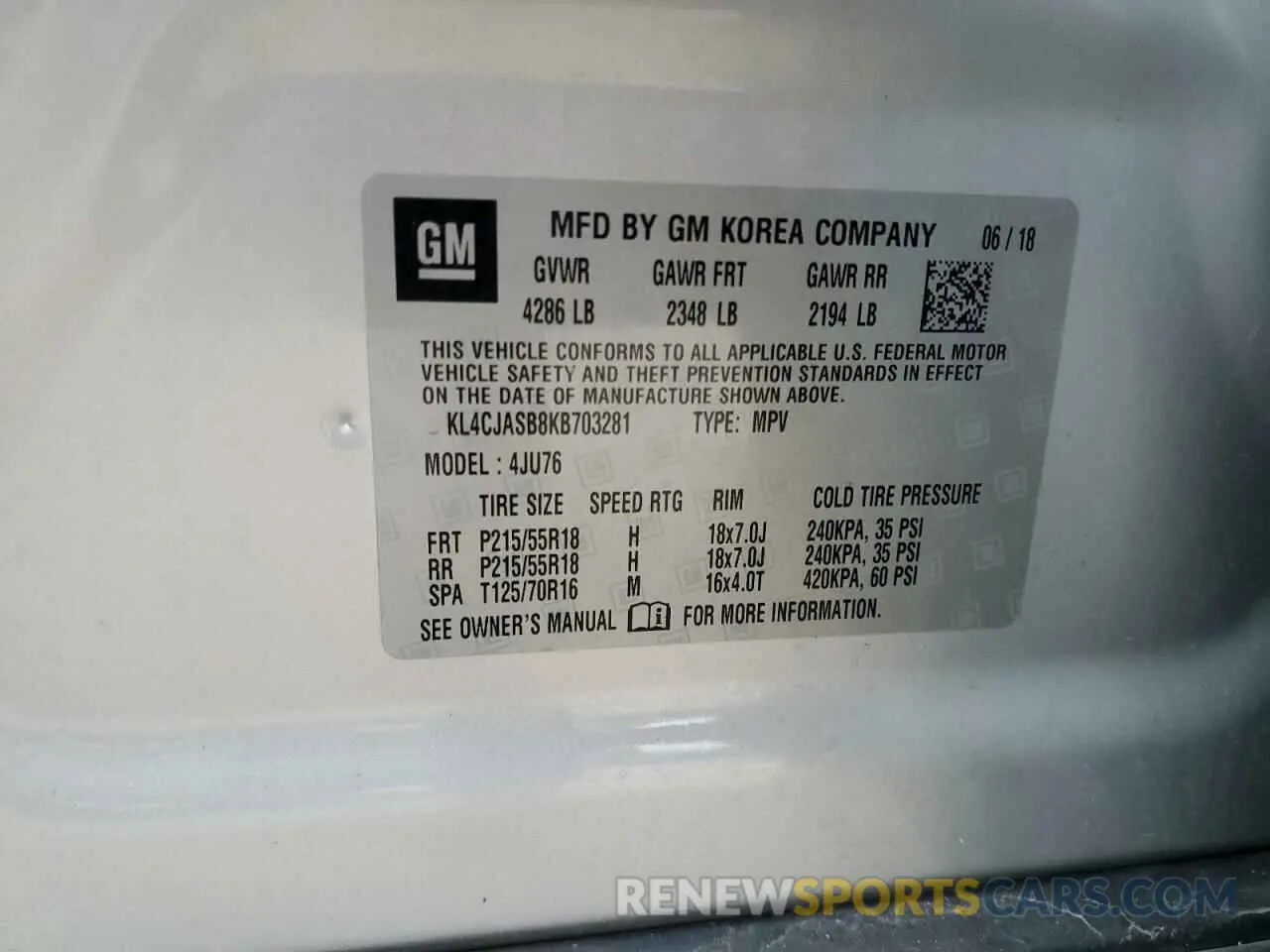 13 Photograph of a damaged car KL4CJASB8KB703281 BUICK ENCORE 2019