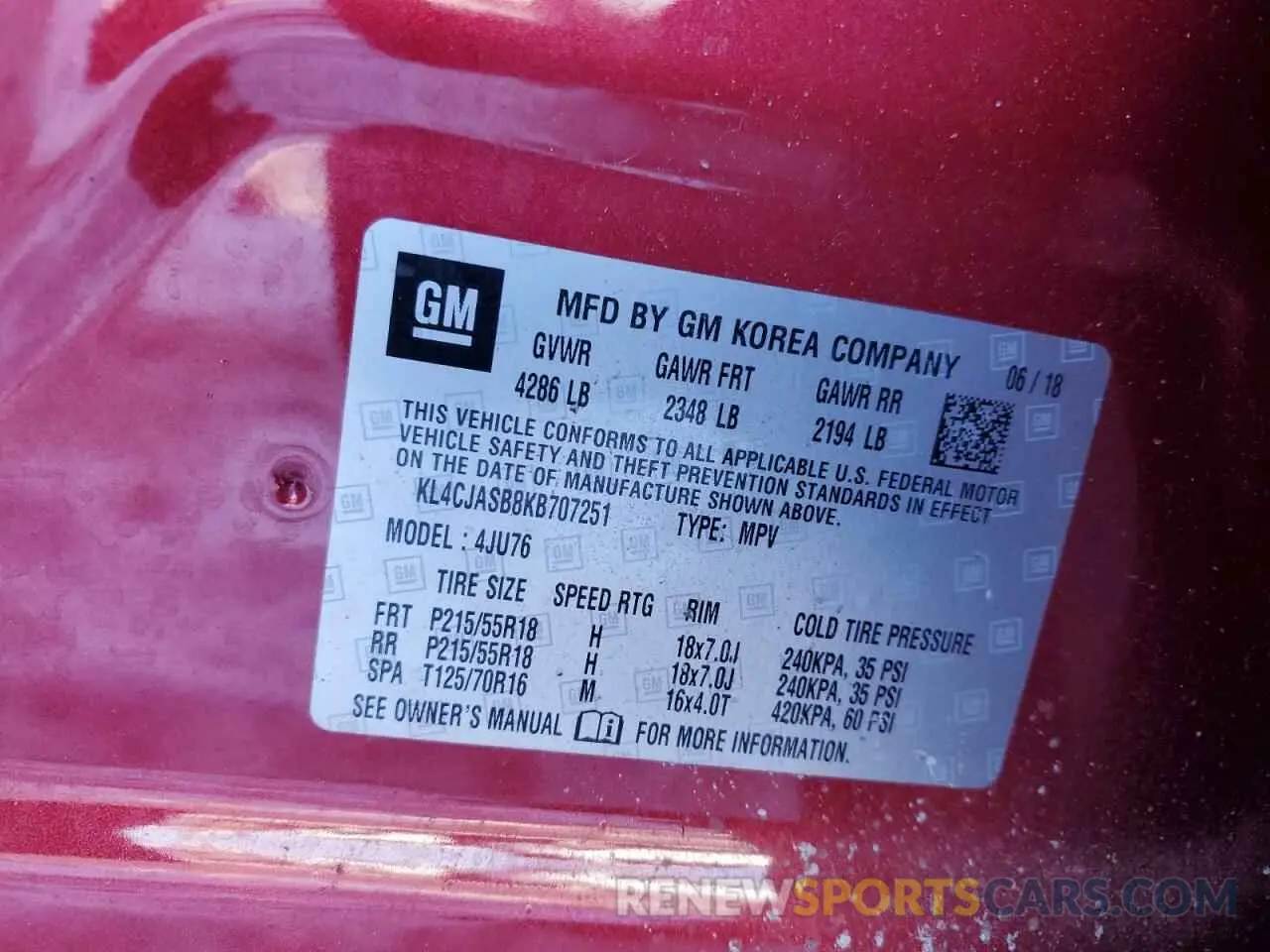 14 Photograph of a damaged car KL4CJASB8KB707251 BUICK ENCORE 2019