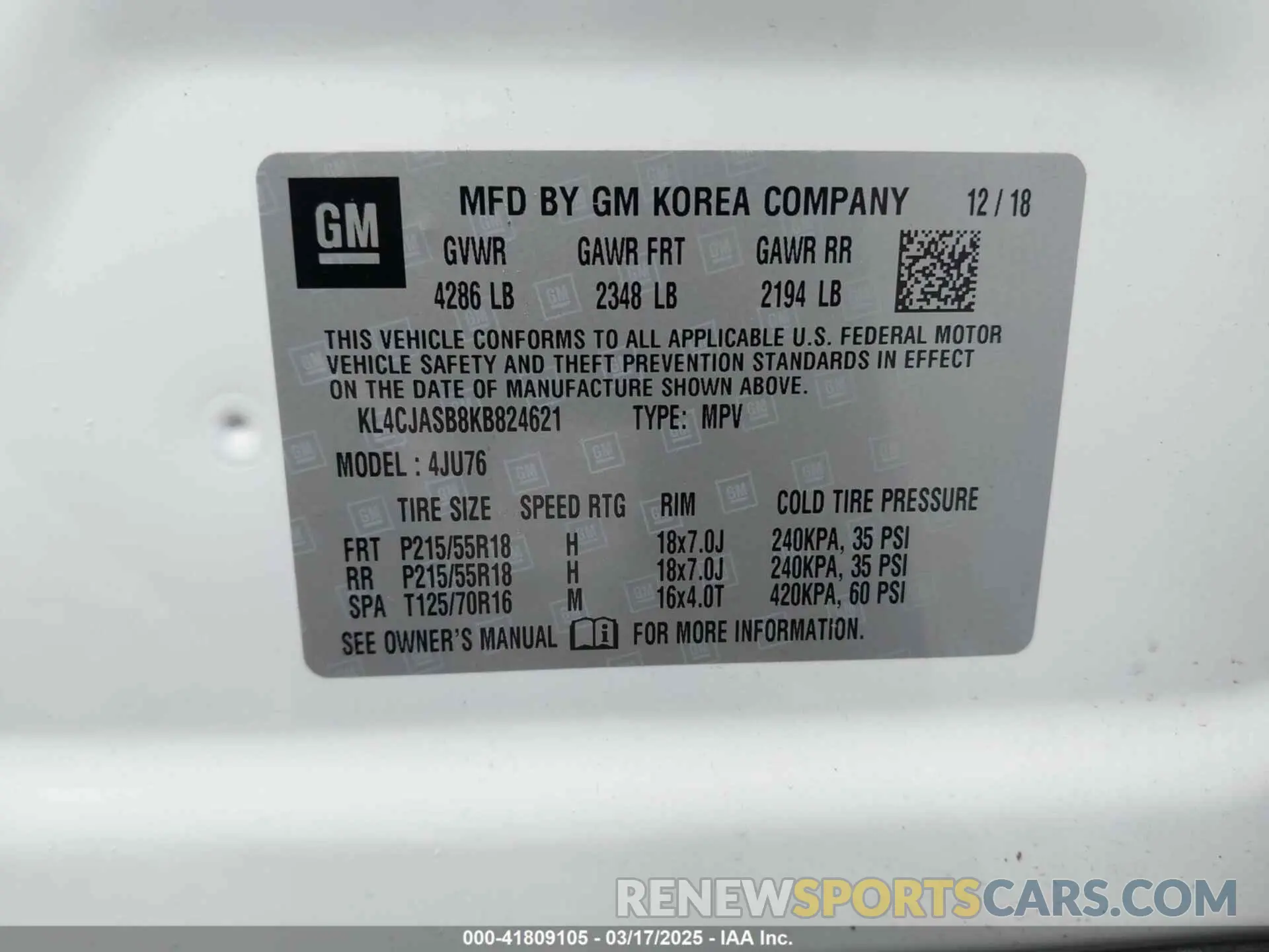 9 Photograph of a damaged car KL4CJASB8KB824621 BUICK ENCORE 2019