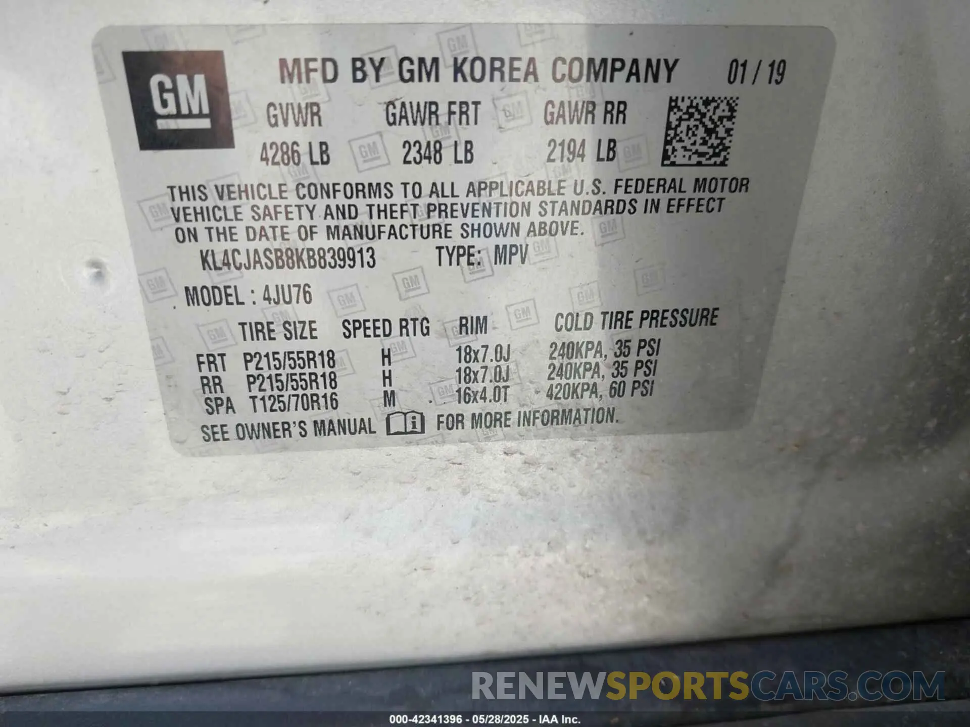 9 Photograph of a damaged car KL4CJASB8KB839913 BUICK ENCORE 2019