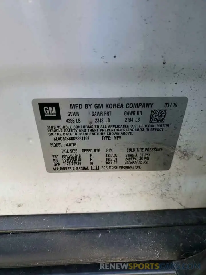 13 Photograph of a damaged car KL4CJASB8KB891168 BUICK ENCORE 2019