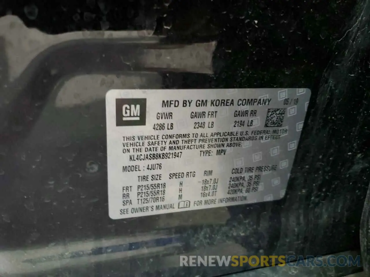 13 Photograph of a damaged car KL4CJASB8KB921947 BUICK ENCORE 2019