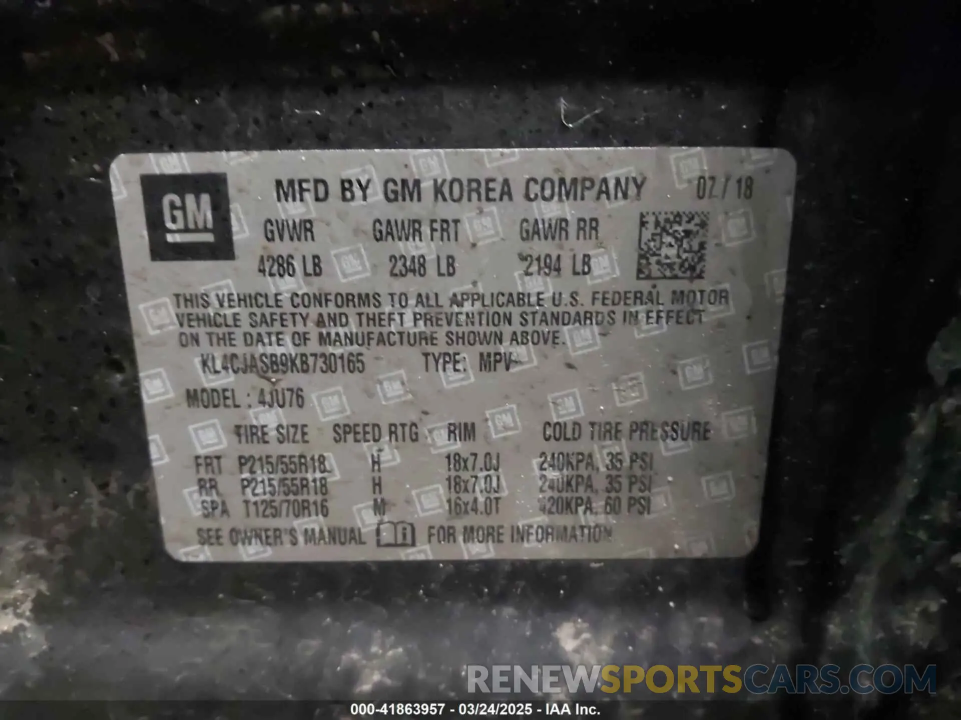 9 Photograph of a damaged car KL4CJASB9KB730165 BUICK ENCORE 2019