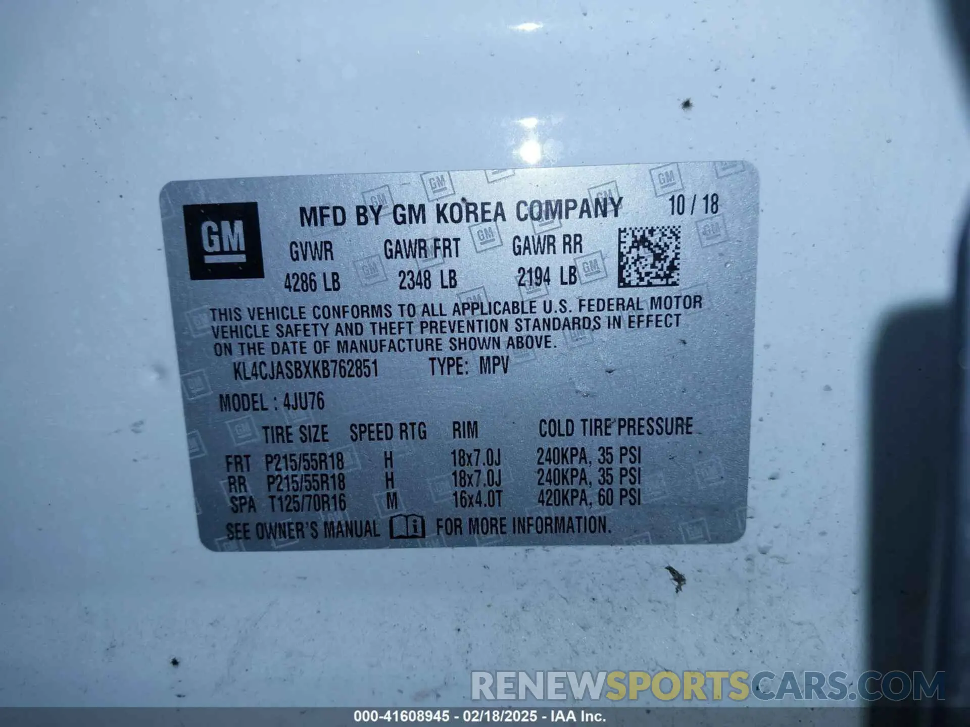 9 Photograph of a damaged car KL4CJASBXKB762851 BUICK ENCORE 2019