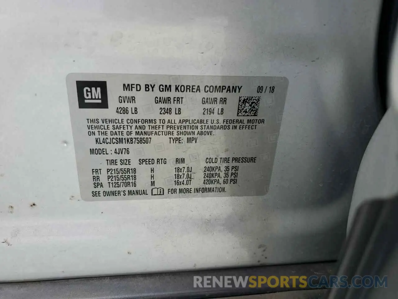 13 Photograph of a damaged car KL4CJCSM1KB758507 BUICK ENCORE 2019