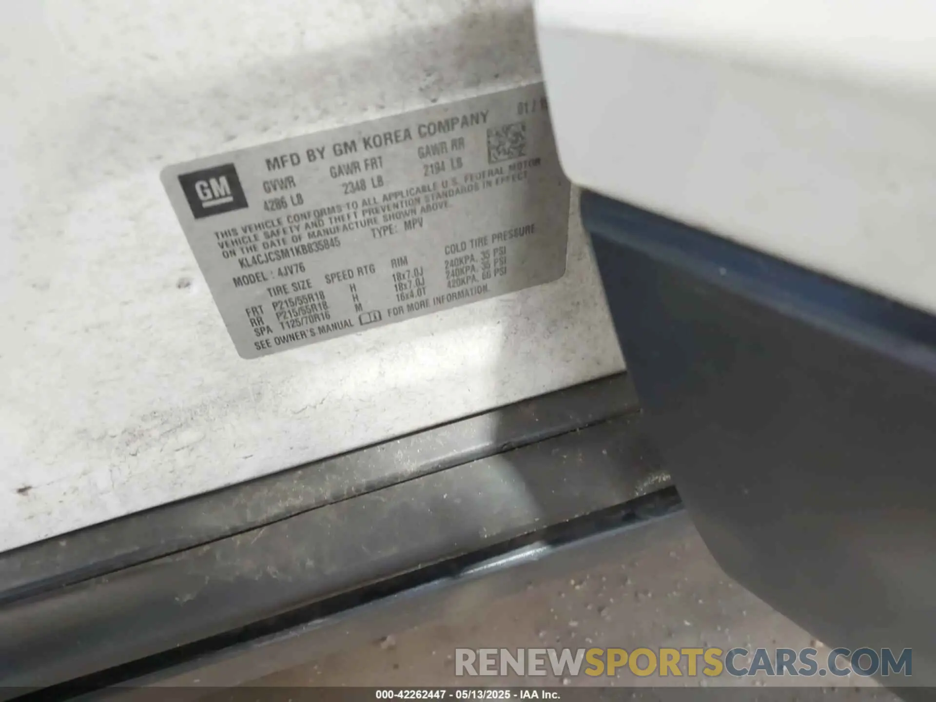 9 Photograph of a damaged car KL4CJCSM1KB835845 BUICK ENCORE 2019
