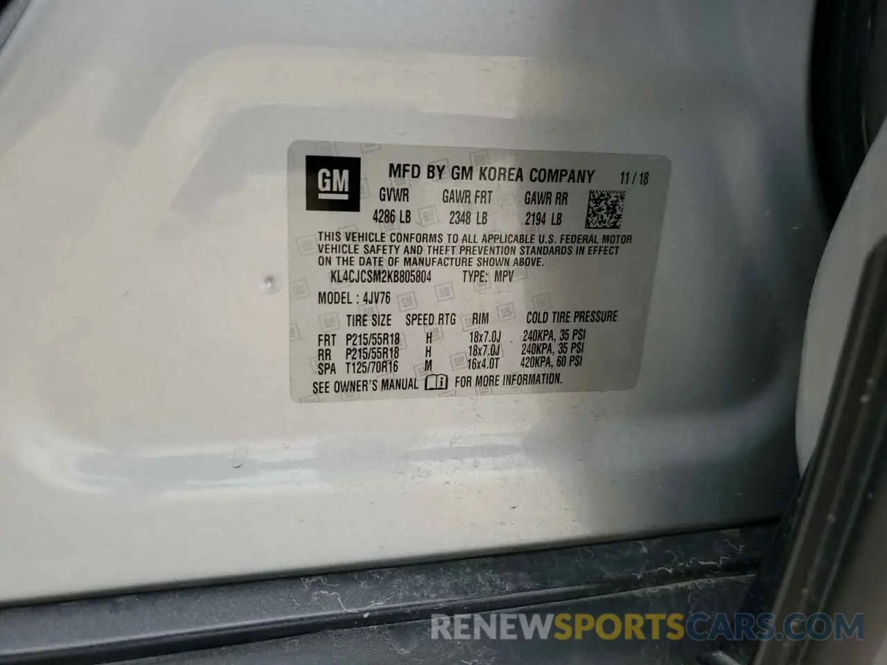12 Photograph of a damaged car KL4CJCSM2KB805804 BUICK ENCORE 2019
