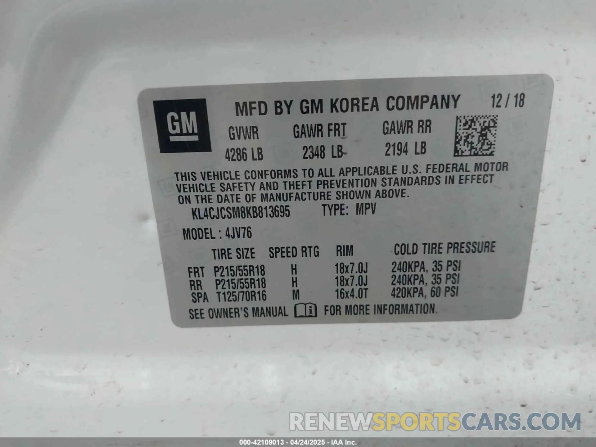 9 Photograph of a damaged car KL4CJCSM8KB813695 BUICK ENCORE 2019