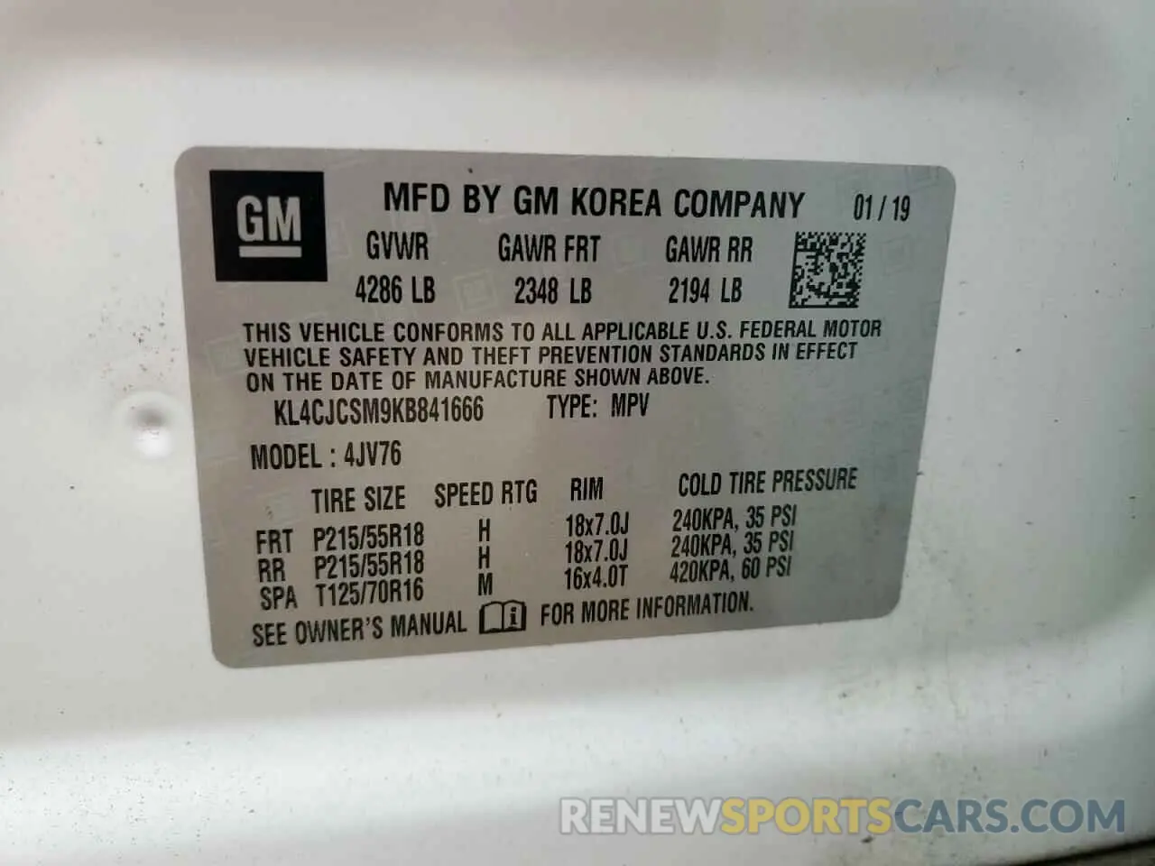 13 Photograph of a damaged car KL4CJCSM9KB841666 BUICK ENCORE 2019