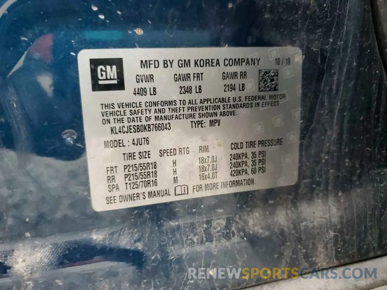 13 Photograph of a damaged car KL4CJESB0KB766043 BUICK ENCORE 2019