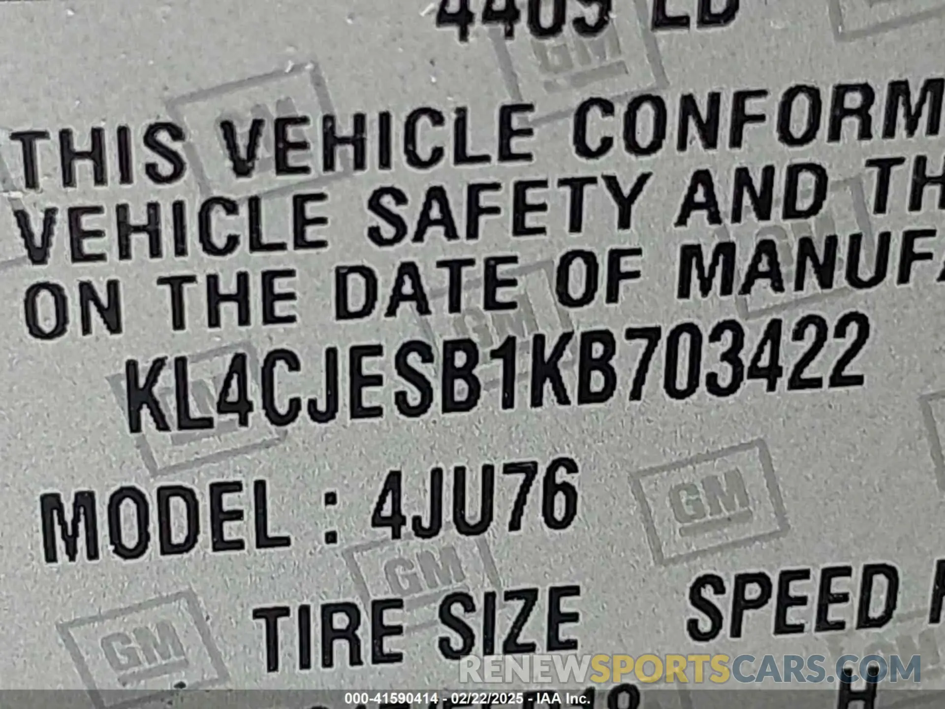 9 Photograph of a damaged car KL4CJESB1KB703422 BUICK ENCORE 2019