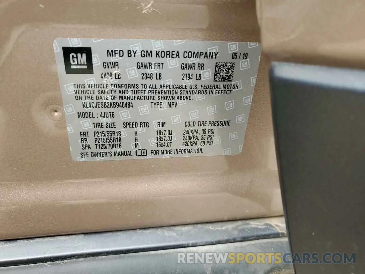 12 Photograph of a damaged car KL4CJESB2KB940484 BUICK ENCORE 2019