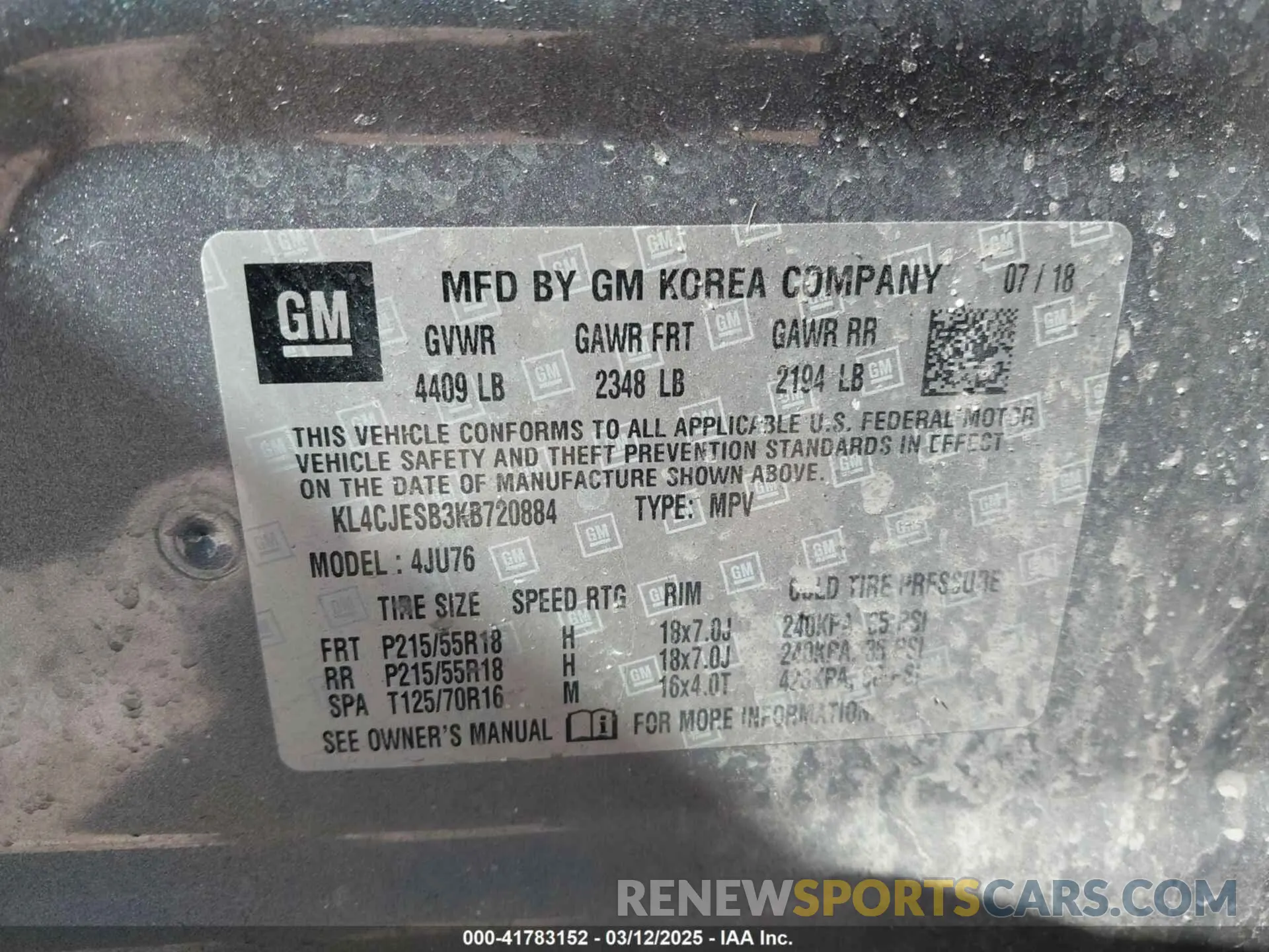9 Photograph of a damaged car KL4CJESB3KB720884 BUICK ENCORE 2019