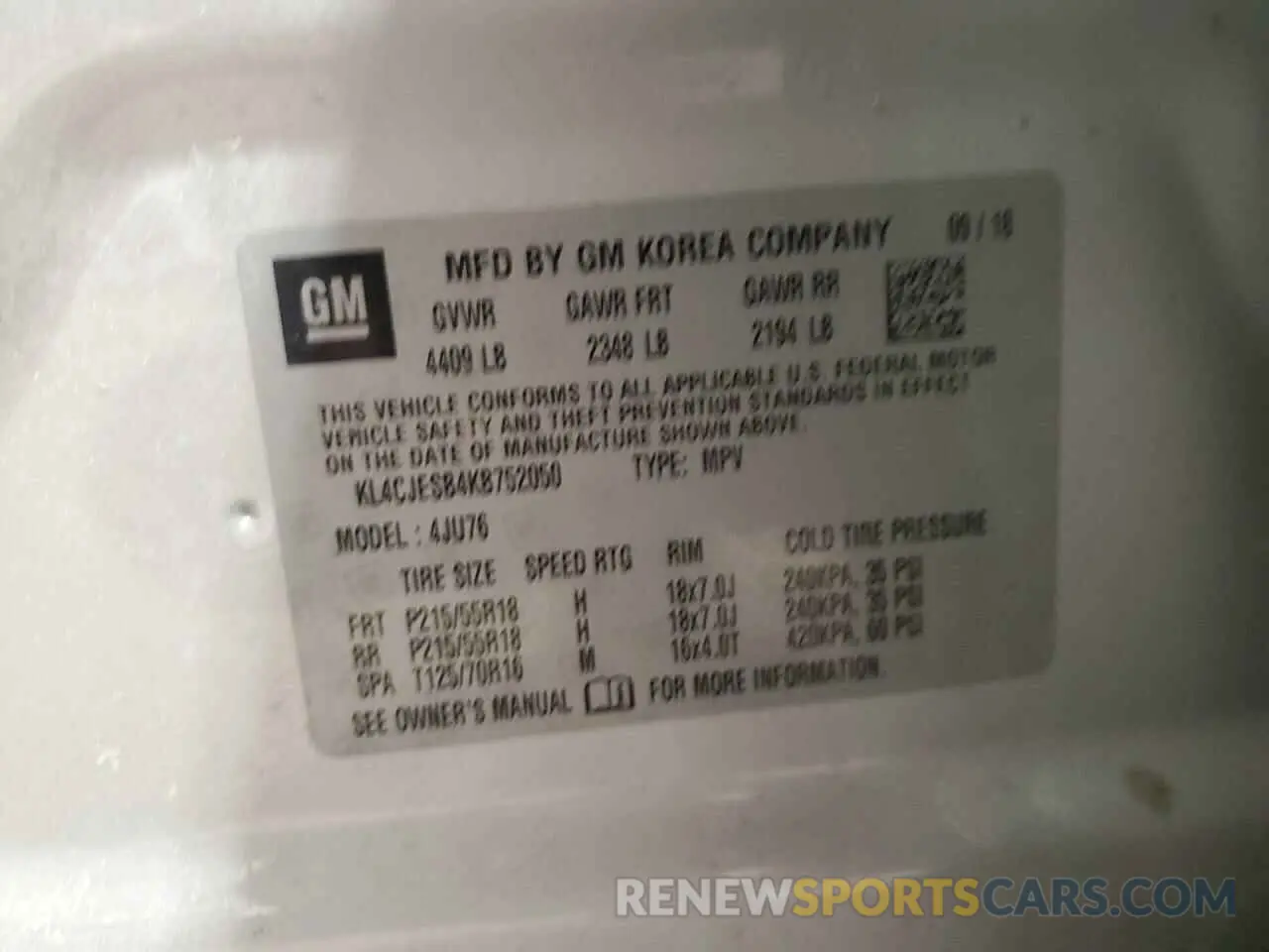 13 Photograph of a damaged car KL4CJESB4KB752050 BUICK ENCORE 2019