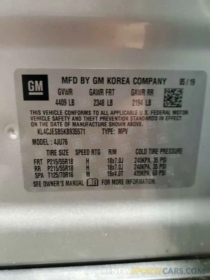 14 Photograph of a damaged car KL4CJESB5KB935571 BUICK ENCORE 2019