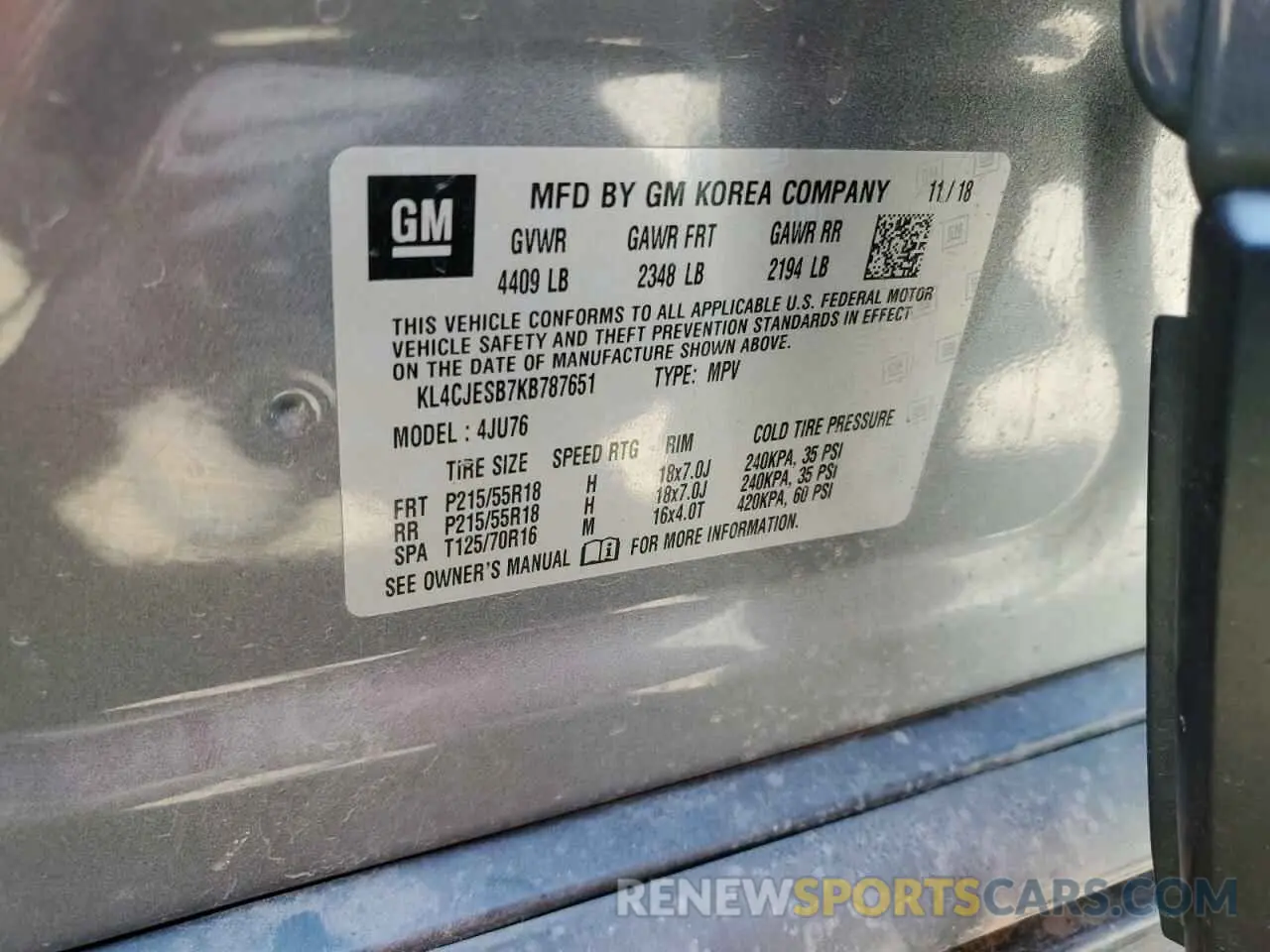 13 Photograph of a damaged car KL4CJESB7KB787651 BUICK ENCORE 2019